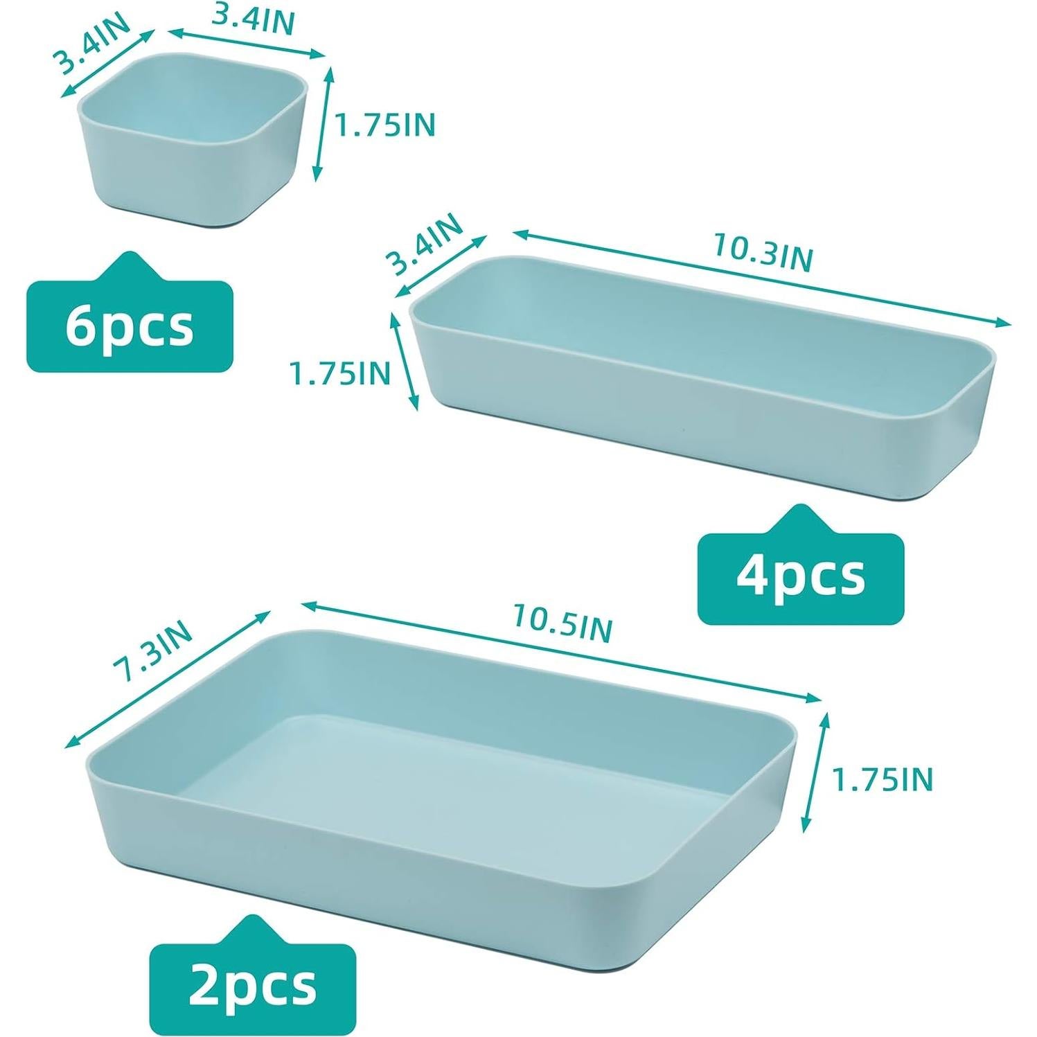 Set de 12 Organizadores de Cajón Plástico Azul Backerysupply