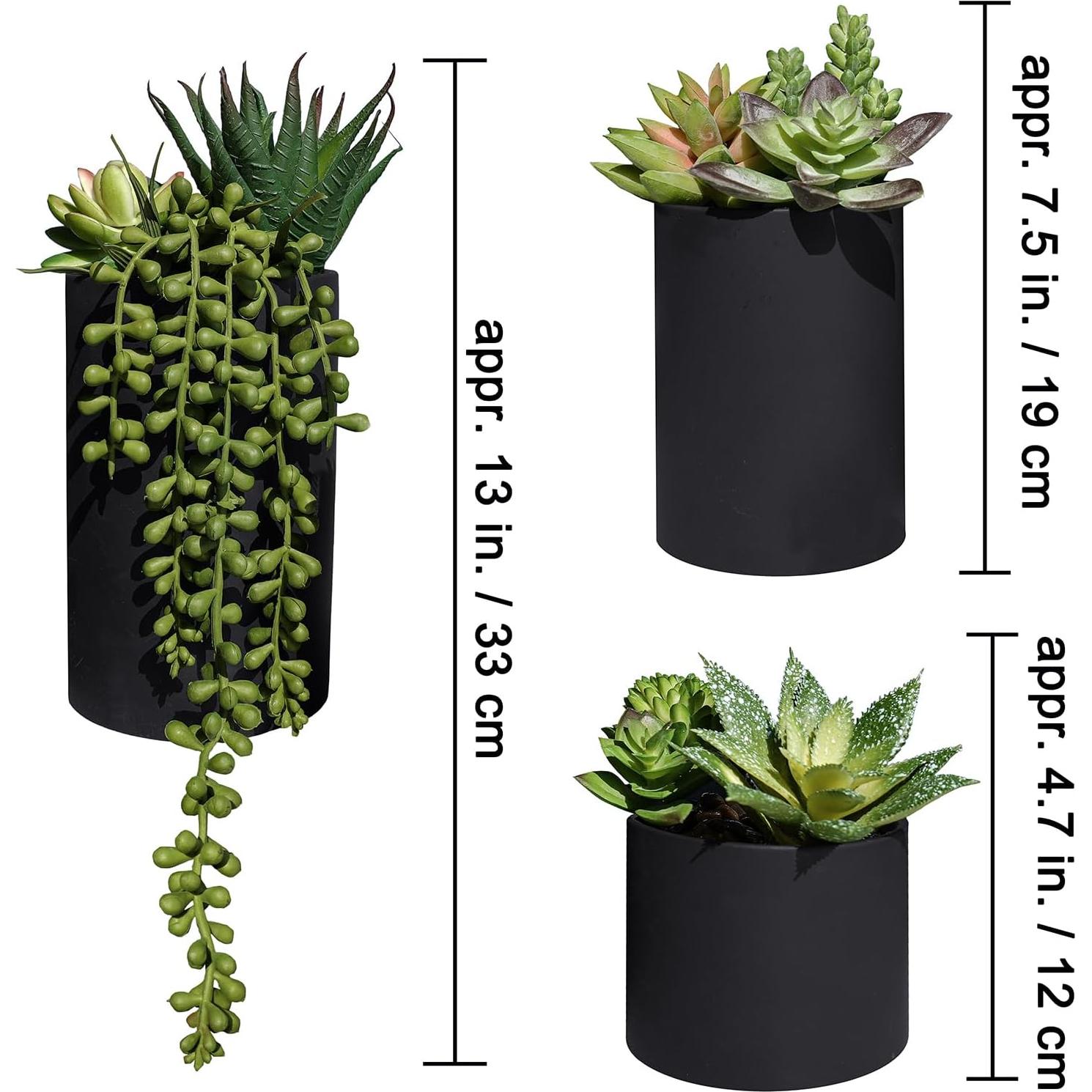 Juego de 3 Suculentas Artificiales Winlyn en Macetas Negras