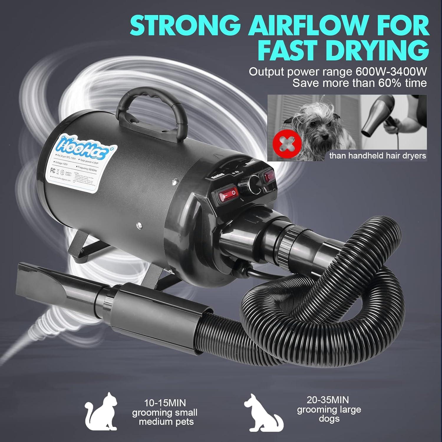 Secador de Perros HooHcc 4.5HP Ajustable 600W-3400W Negro
