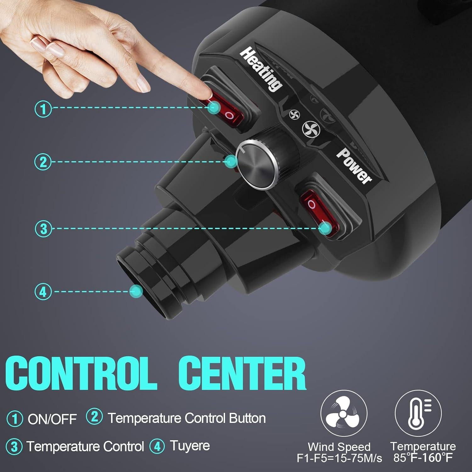 Secador de Perros HooHcc 4.5HP Ajustable 600W-3400W Negro