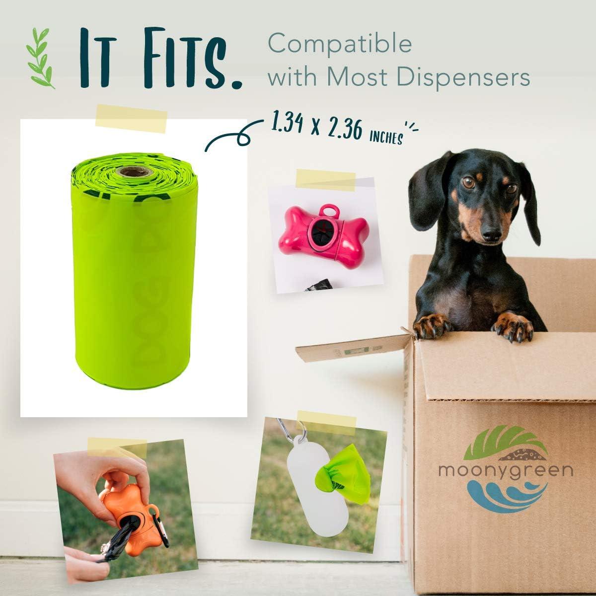 60 Bolsas Compostables Moonygreen para Excremento de Perro 23x33cm