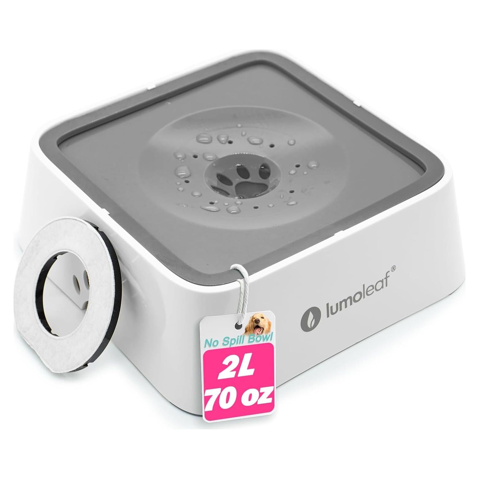 Cuenco de Agua Sin Derrames LumoLeaf 2L para Perros Gris