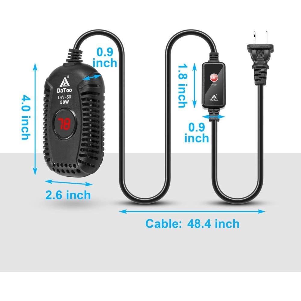 Calentador de Acuario Pequeño DaToo 50W Sumergible LED