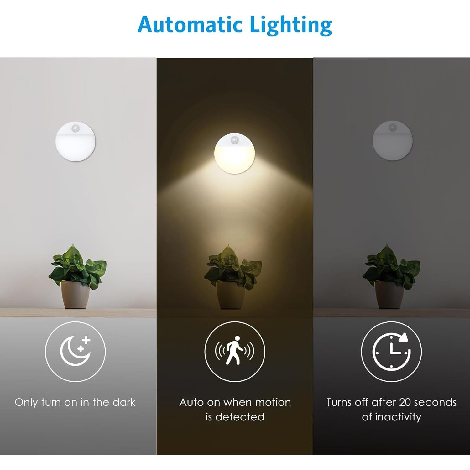 Luz de Movimiento AMIR LED Inalámbrica 4 Piezas Blanco Cálido