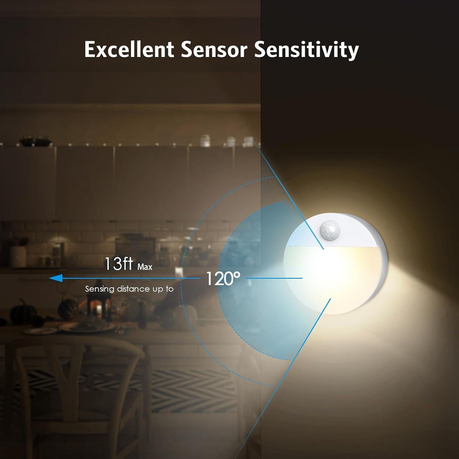 Luz de Movimiento AMIR LED Inalámbrica 4 Piezas Blanco Cálido