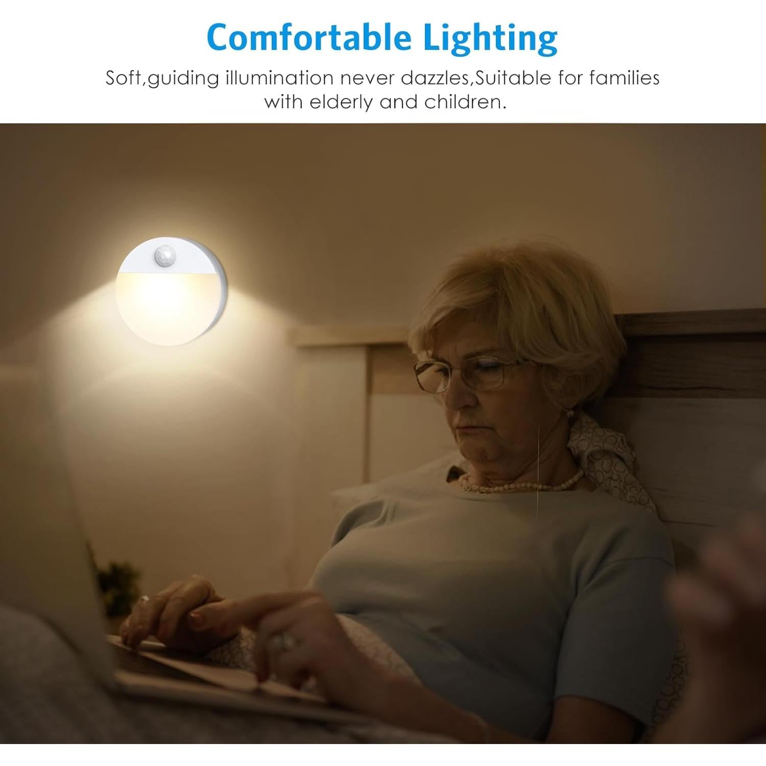 Luz de Movimiento AMIR LED Inalámbrica 4 Piezas Blanco Cálido