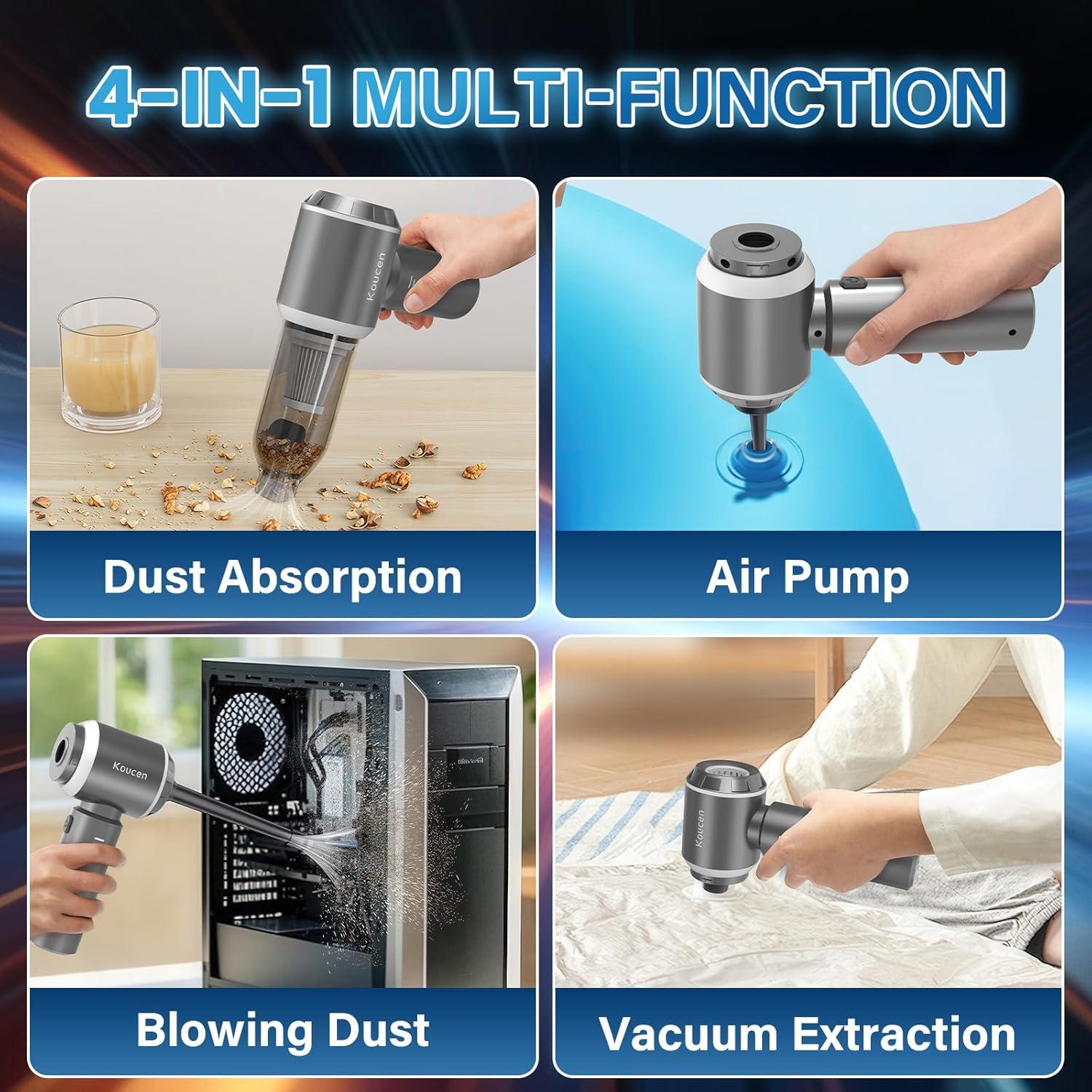 Aspiradora de Coche Portátil Koucen 4 en 1 20000Pa Gris