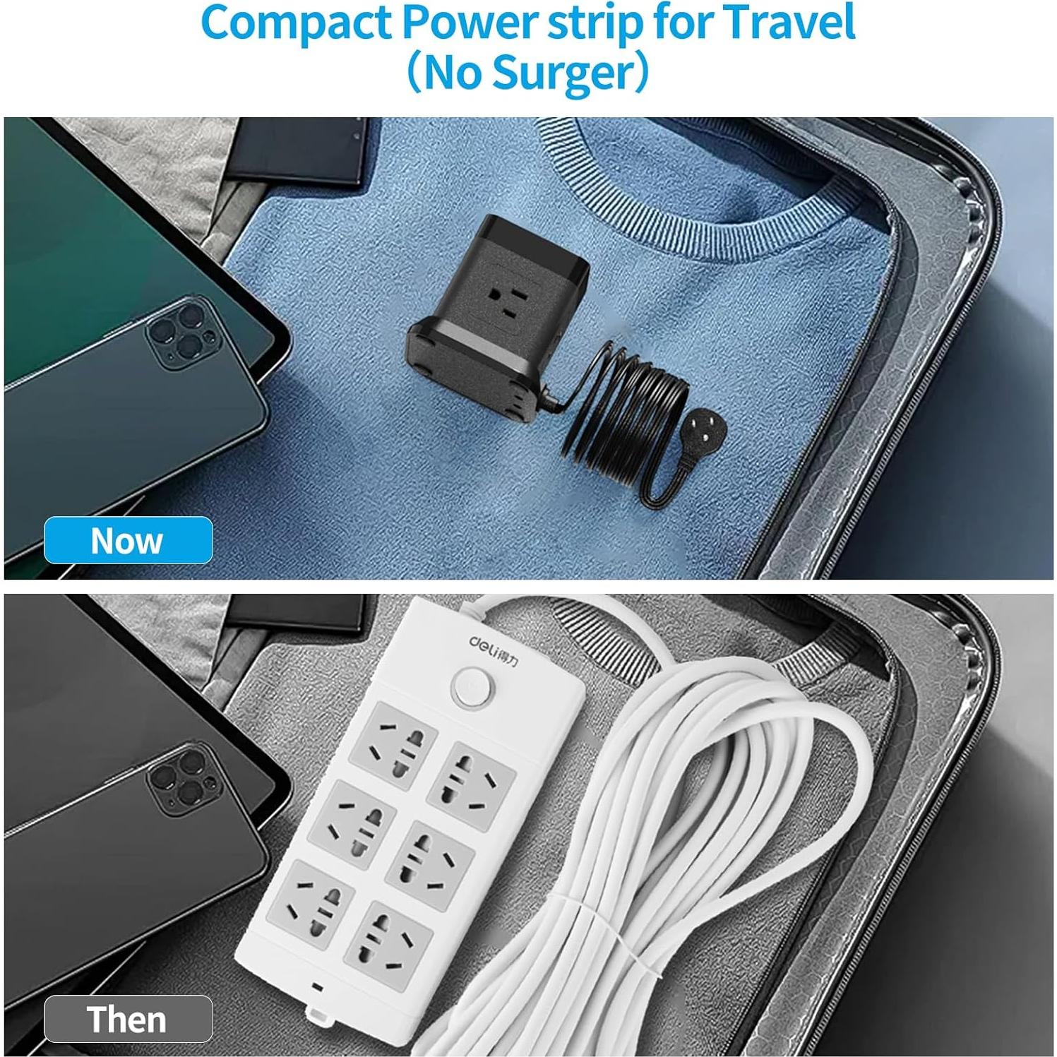 Regleta de Alimentación FDTEK 5FT con 4 Salidas AC y 3 USB - Negro