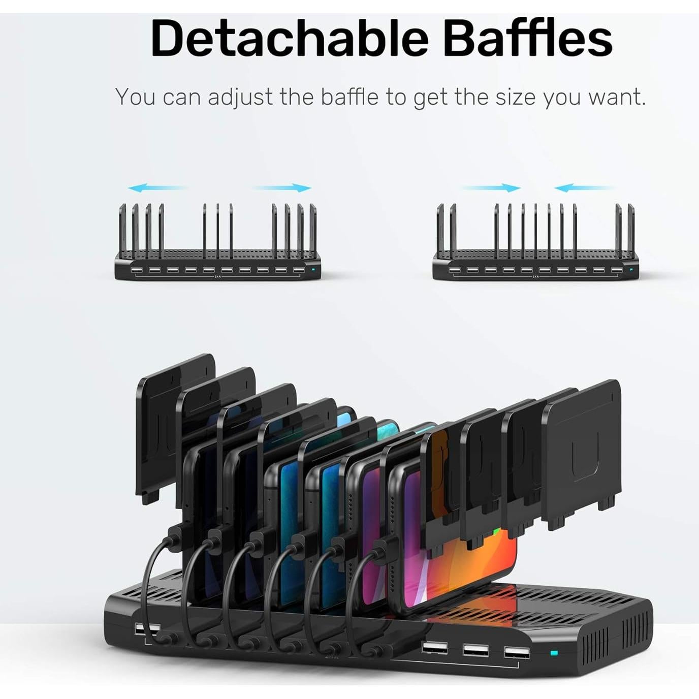 Estación de Carga USB Unitek 10 Puertos 60W Carga Rápida