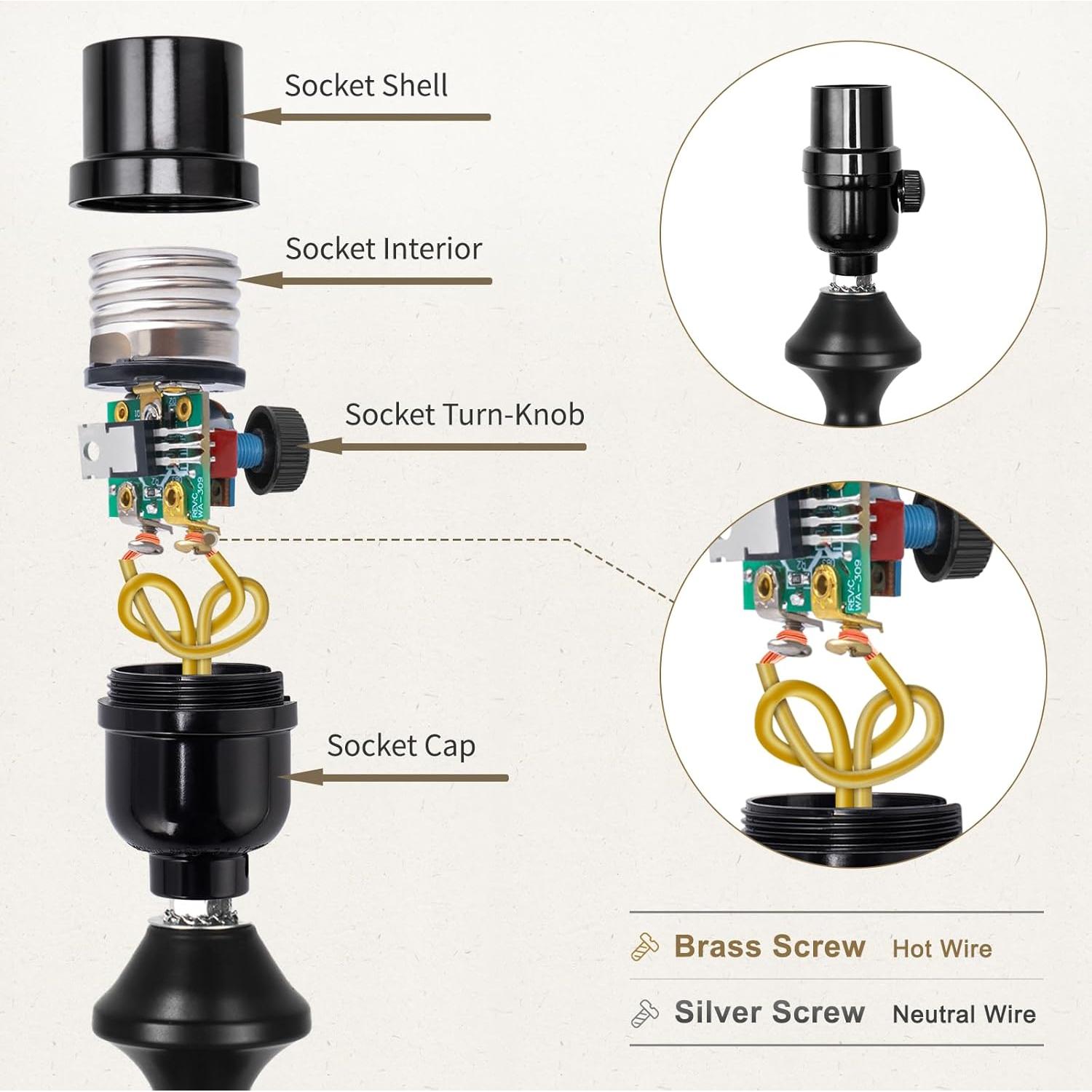 Socket de Lámpara Regulable DiCUNO E26 Vintage Negro 60W