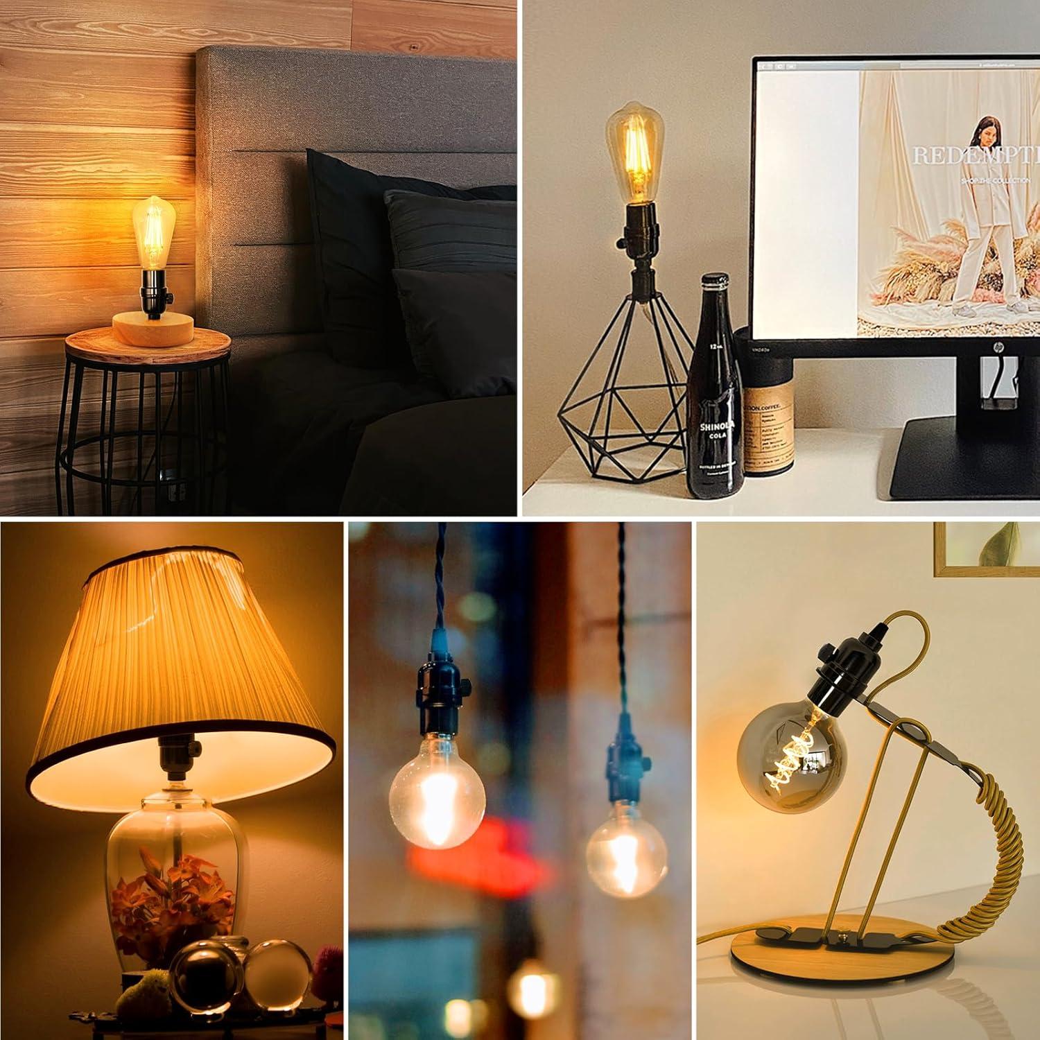 Socket de Lámpara Regulable DiCUNO E26 Vintage Negro 60W