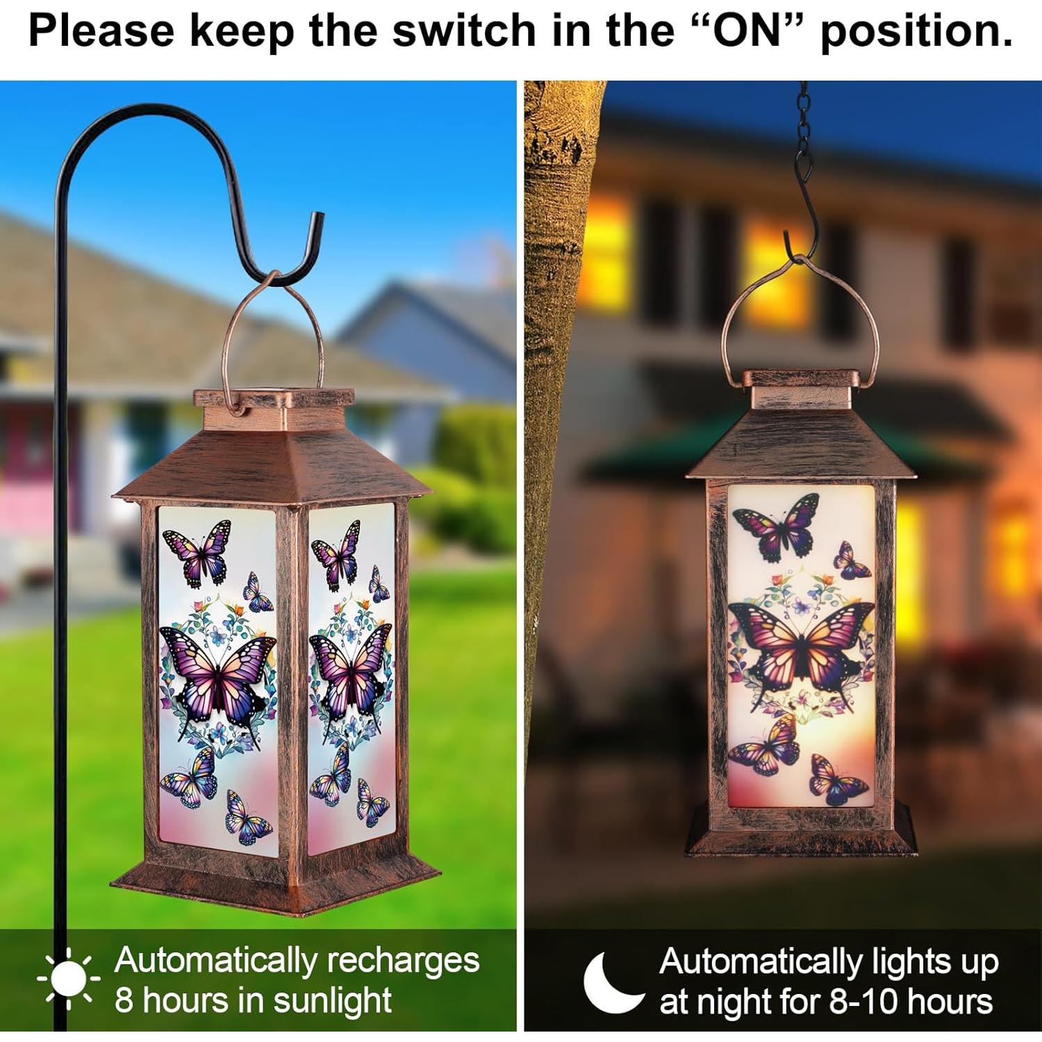 Linterna Solar Colgante Doogarden Mariposa LED Impermeable