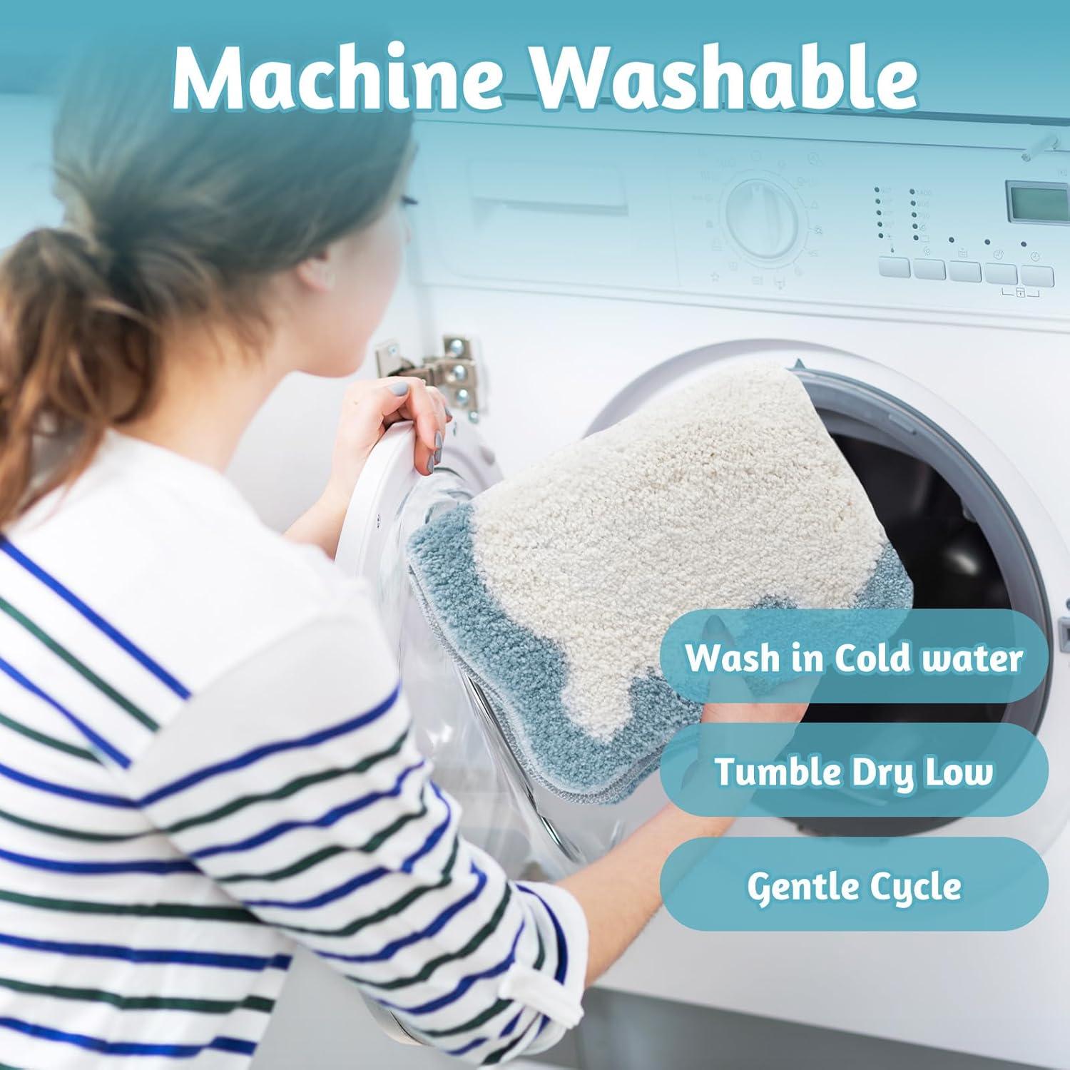 Alfombra de Baño Uphome Azul 119x46 cm Microfibra Lavable