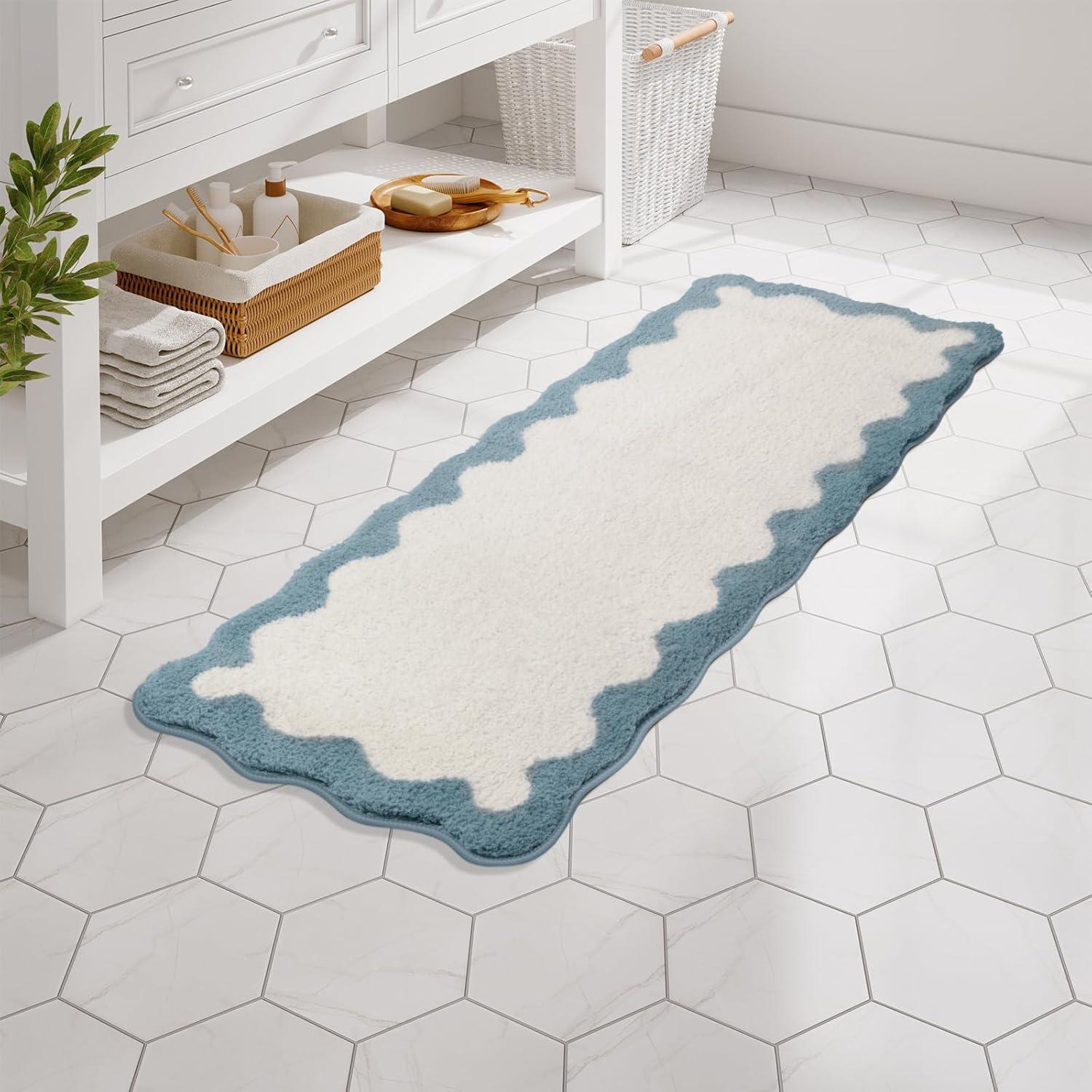 Alfombra de Baño Uphome Azul 119x46 cm Microfibra Lavable