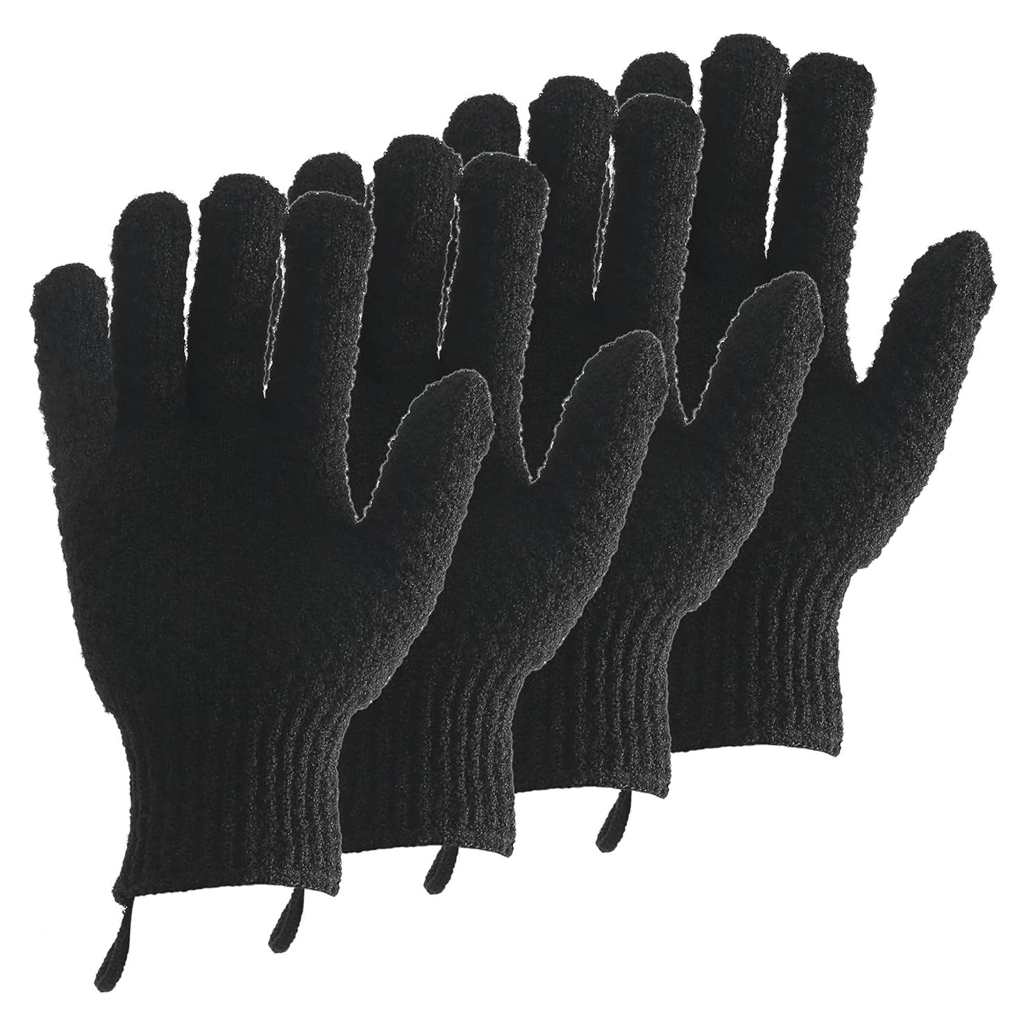 Guantes Exfoliantes para Baño CLEEDY - 2 Pares Negros