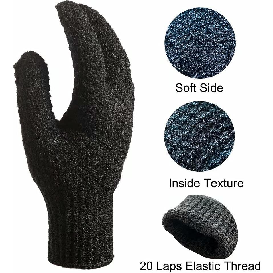 Guantes Exfoliantes para Baño CLEEDY - 2 Pares Negros