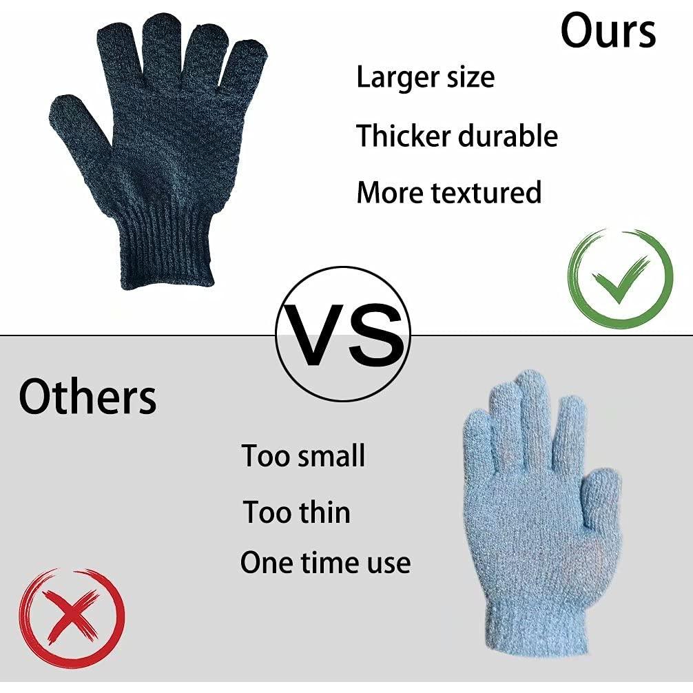 Guantes Exfoliantes para Baño CLEEDY - 2 Pares Negros