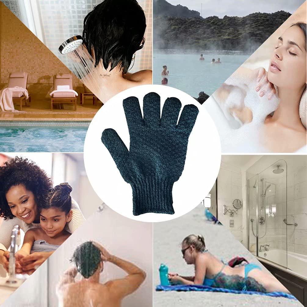 Guantes Exfoliantes para Baño CLEEDY - 2 Pares Negros