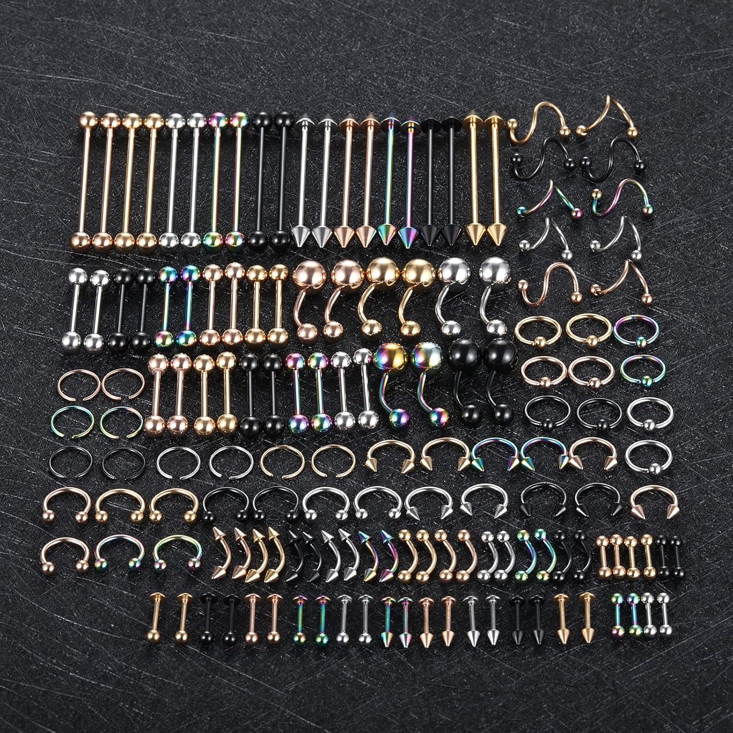Kit de Joyería para Piercing Corporal 150PCS Acero Inoxidable