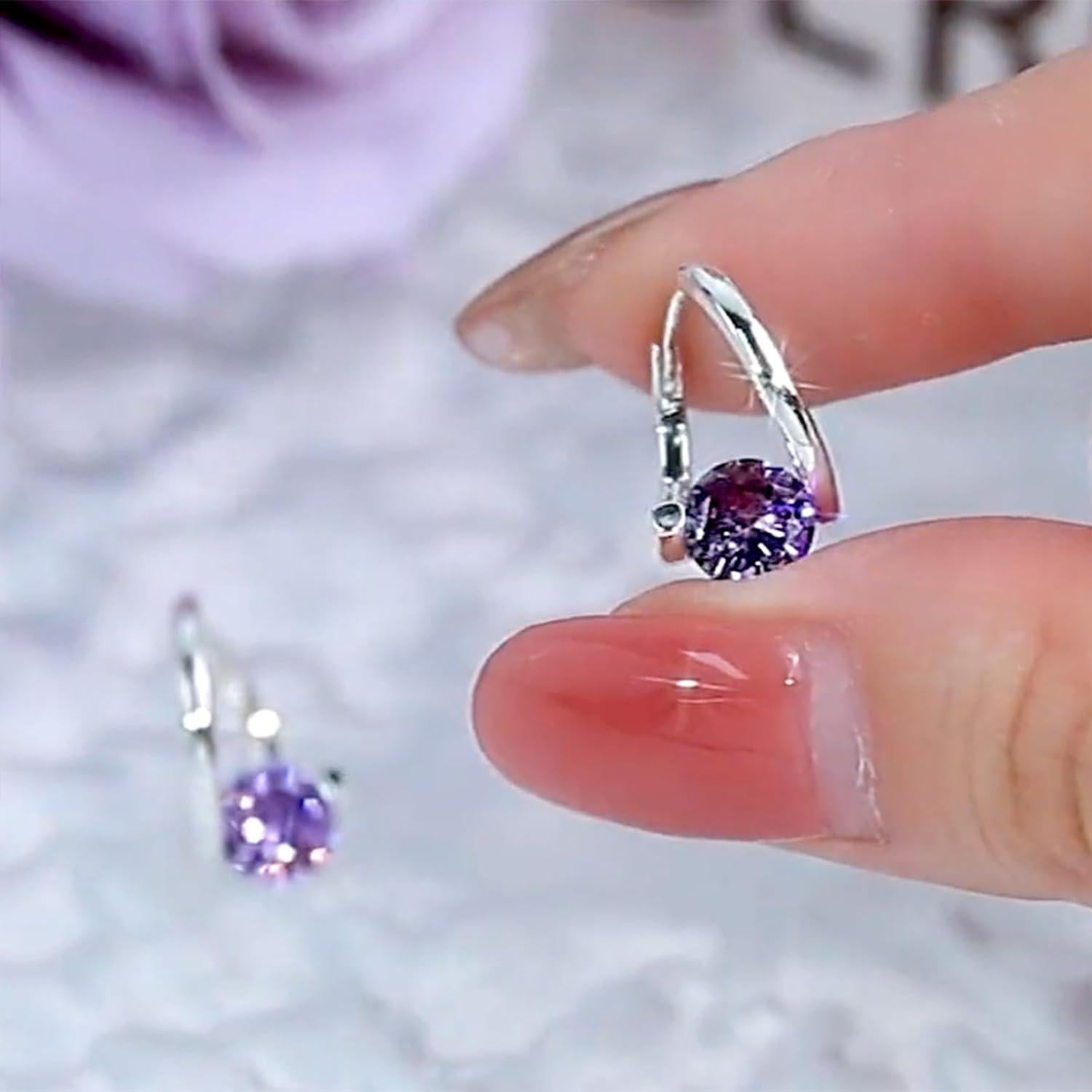 Pendientes Linfáticos de Germanio Lymphvity Morados para Mujeres