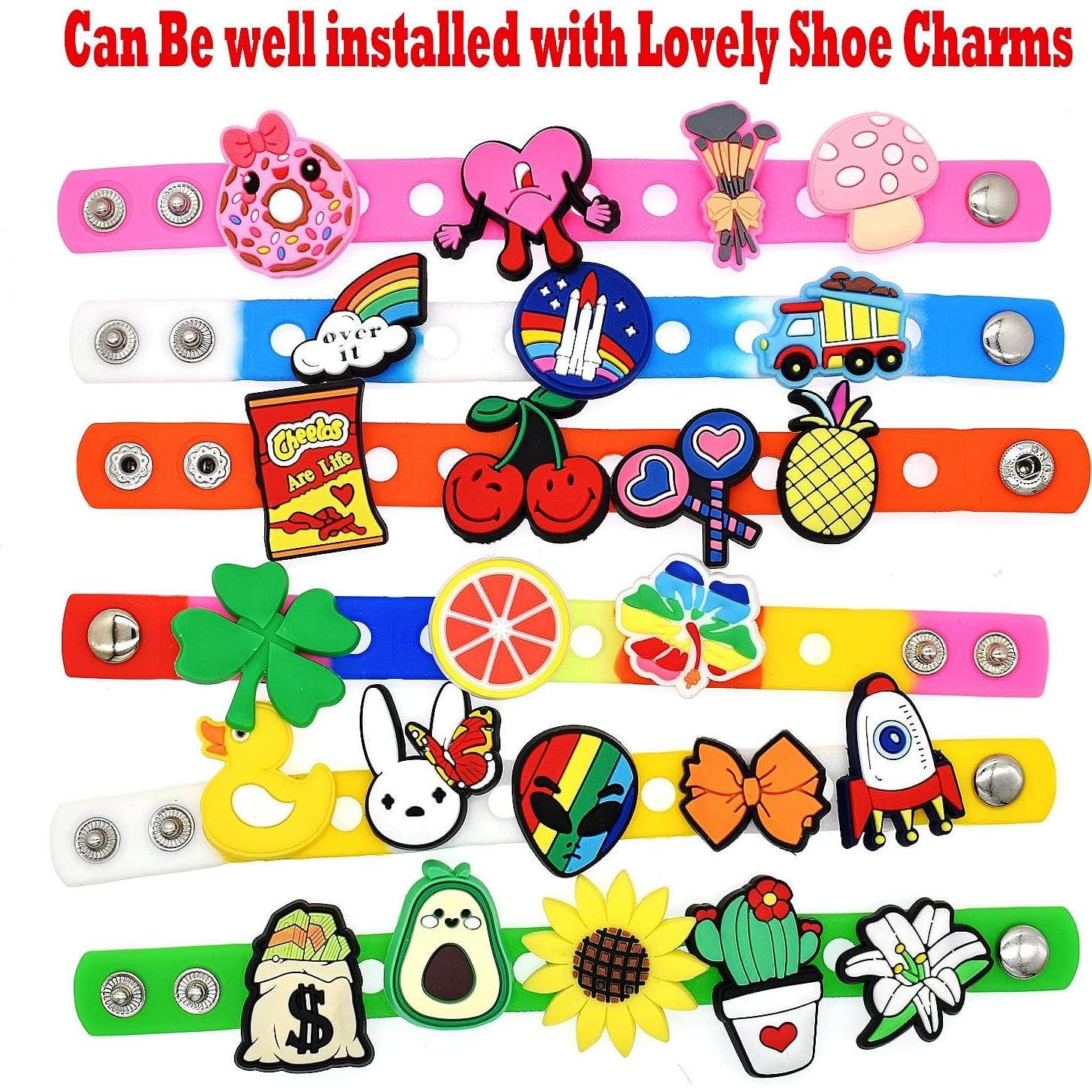 Pulseras de Silicona Ajustables Papacharms 10PCS 17.78cm Colores Aleatorios