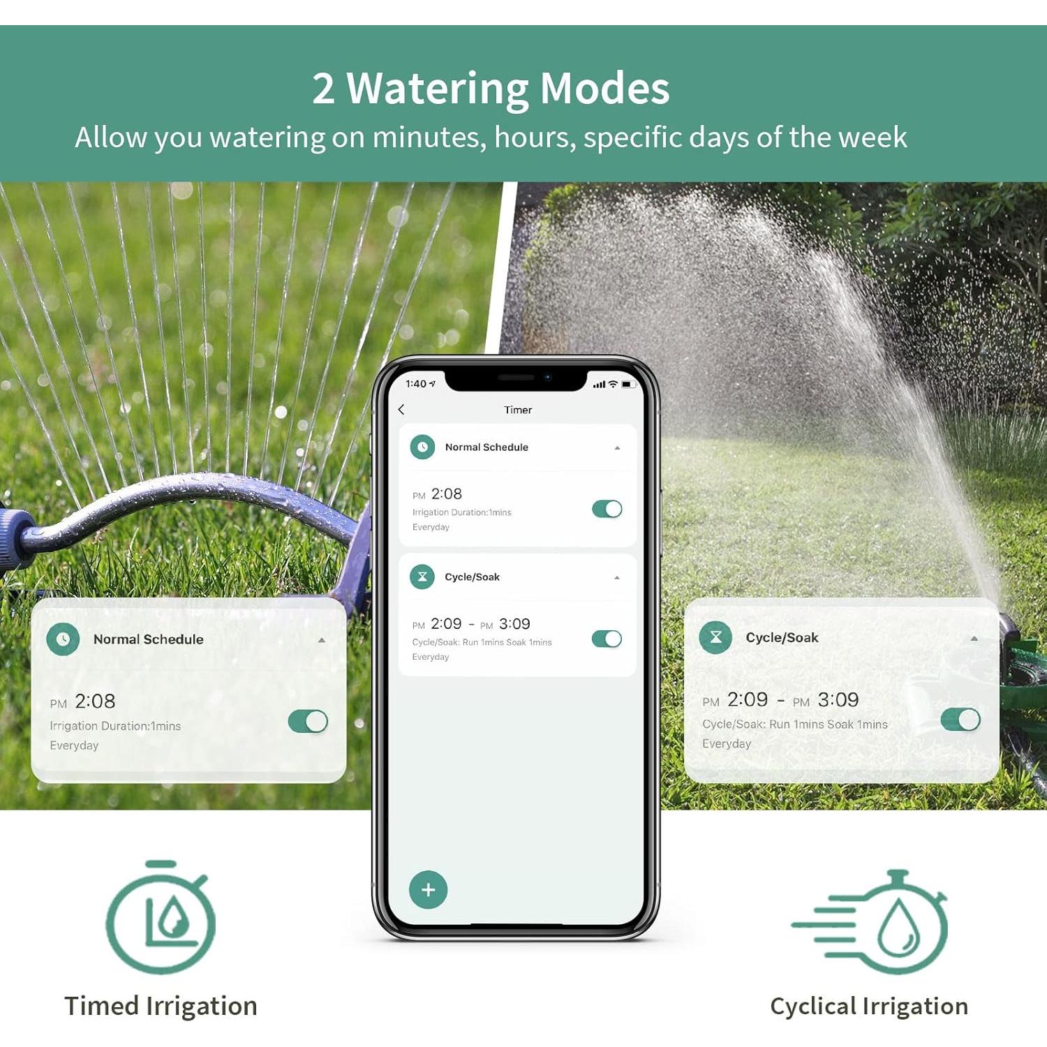 Temporizador de Agua WiFi Diivoo para Jardín, 1 Salida