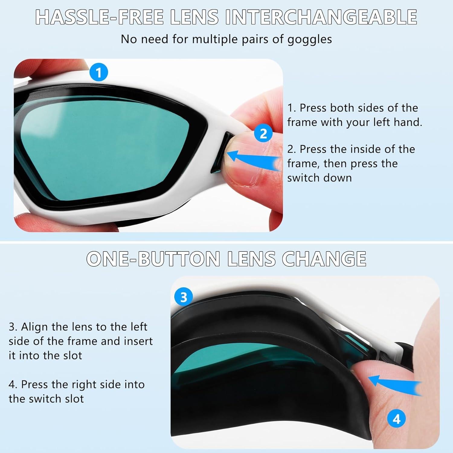 Gafas de Natación OOPFUN Adulto Antivaho UV Ajustables