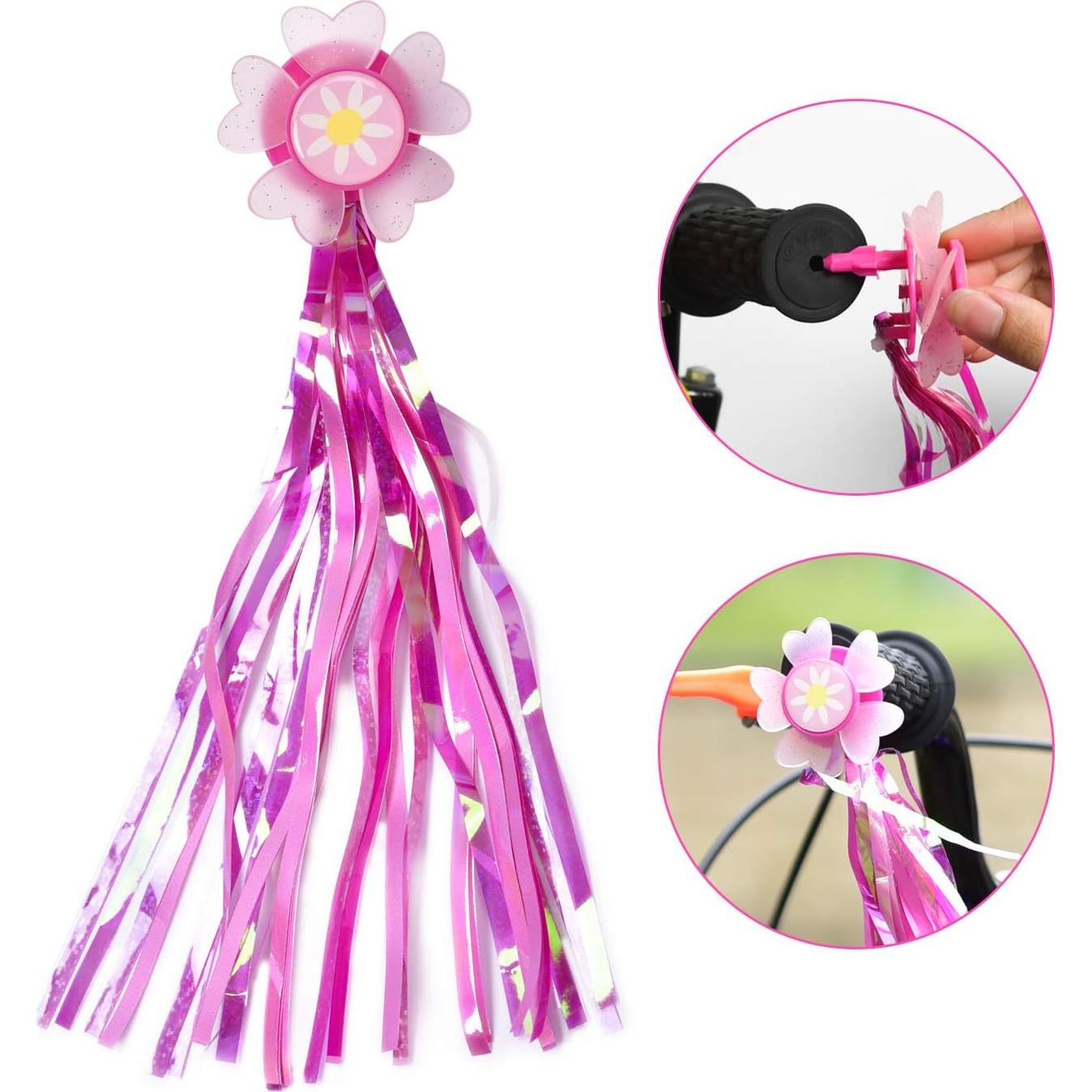 Timbre de Bicicleta Infantil Little World Rosa con Cintas