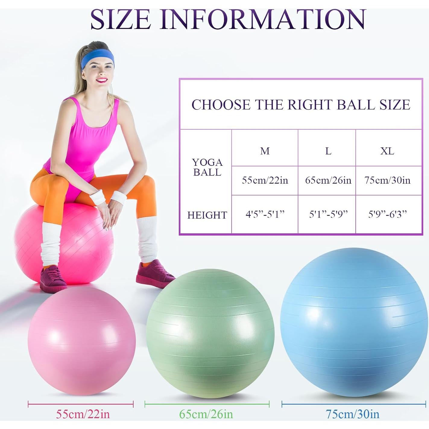 Pelotas de Ejercicio Inflables Honoson 3 Pcs 55/65/75 cm PVC