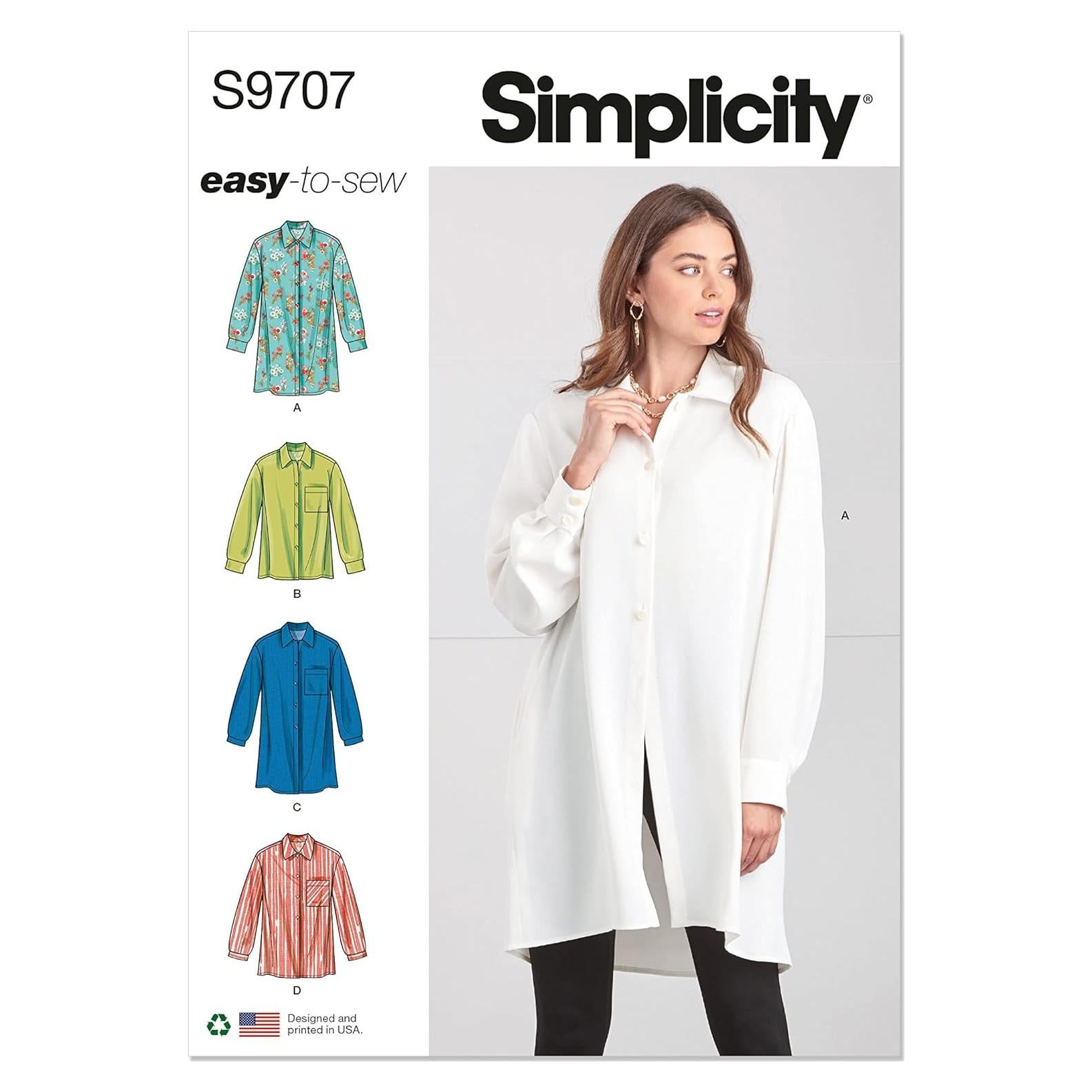 Kit de Patrón de Costura Simplicity S9707 Camisas Tallas 4-12