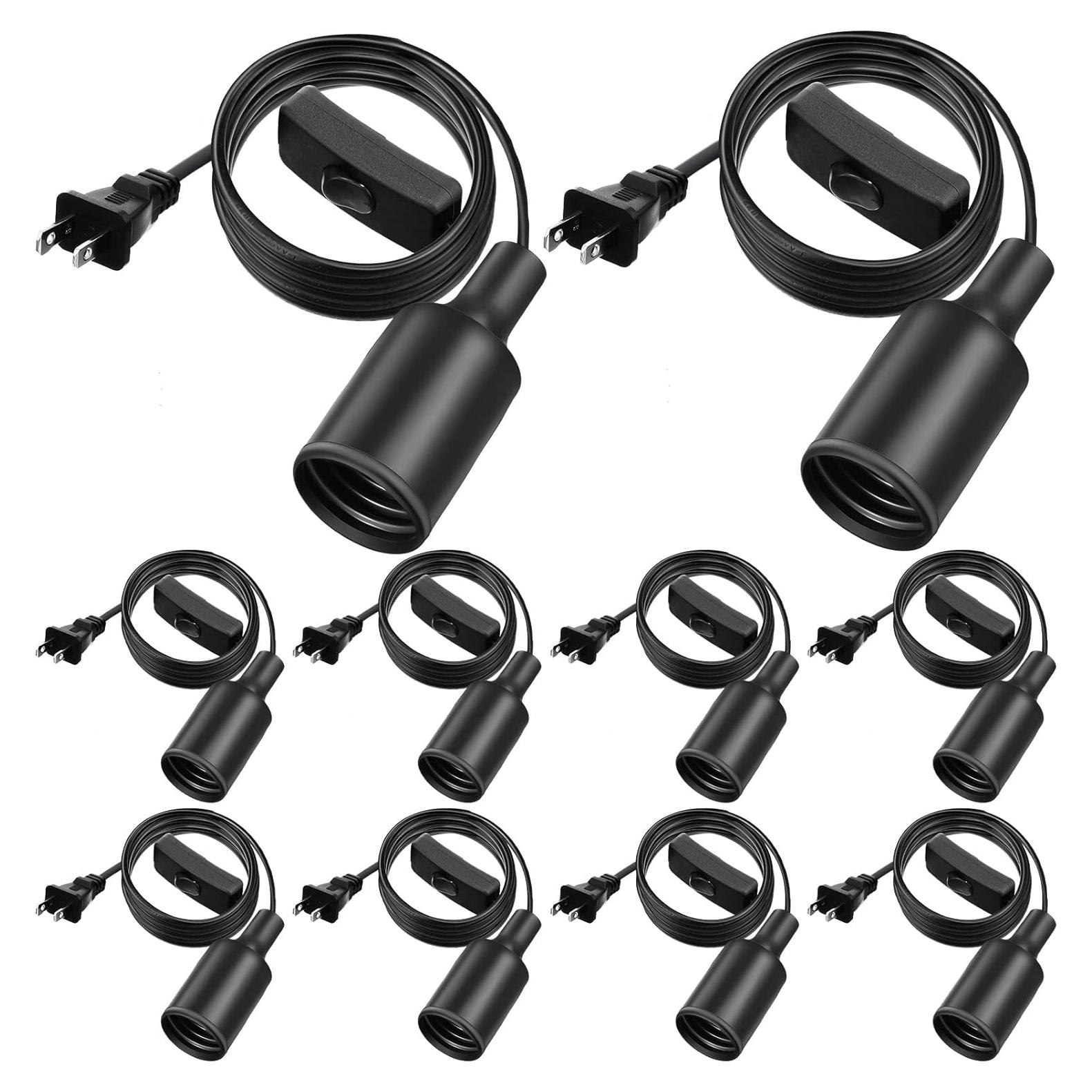 Paquete de 10 Cuerdas de Luz Colgantes Mudder 1.83m E26 E27 Negro