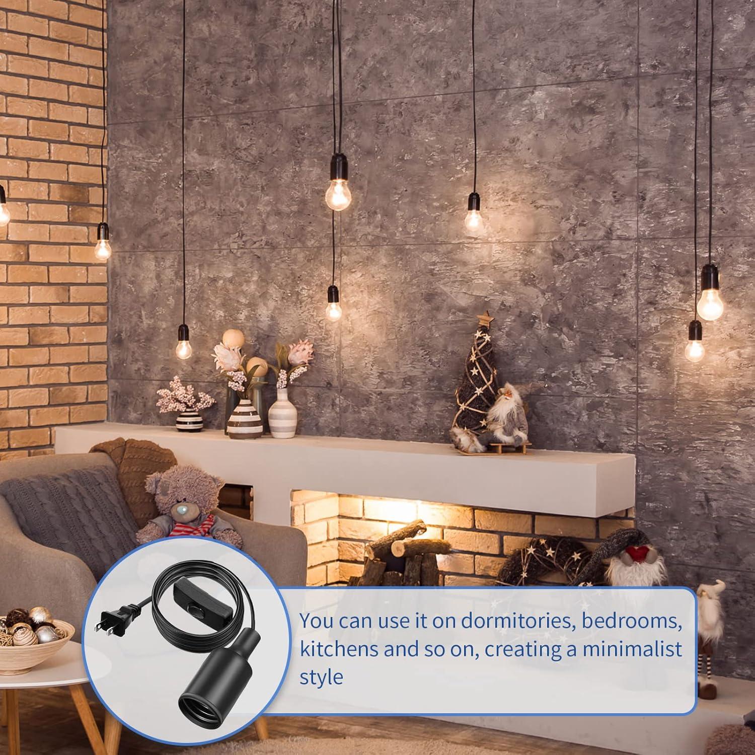 Paquete de 10 Cuerdas de Luz Colgantes Mudder 1.83m E26 E27 Negro