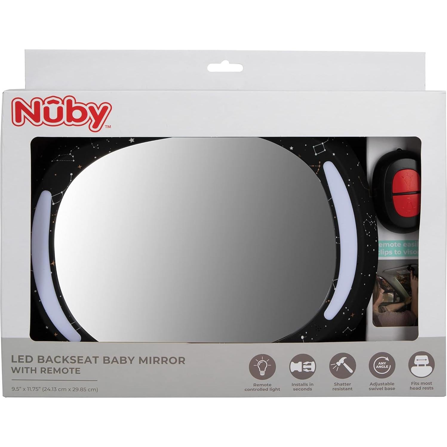 Espejo de Coche para Bebés Nuby con Luz LED y Control Remoto