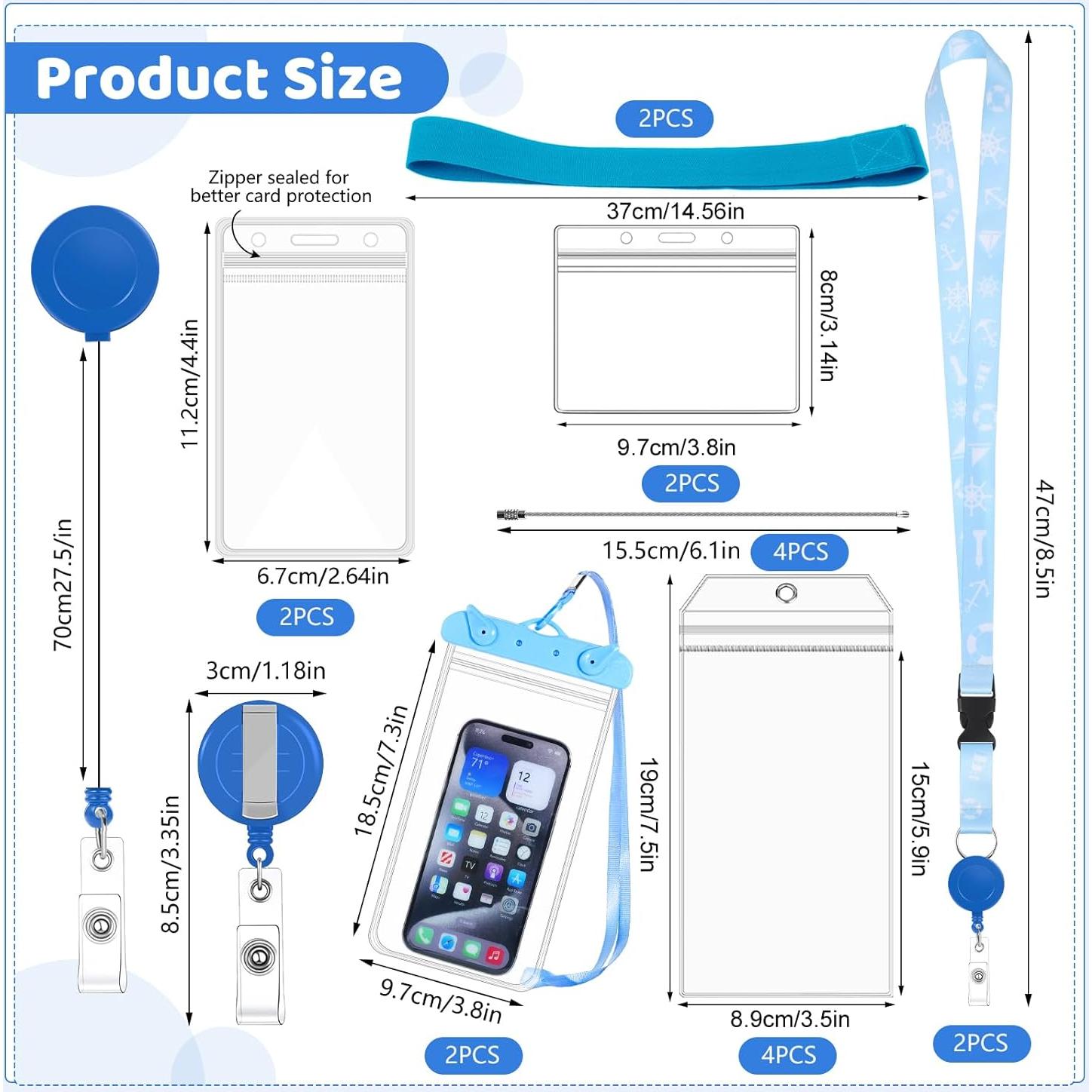 Conjunto Esenciales de Crucero Prudiut - 2 Lanyards, 4 Etiquetas, 2 Bolsas
