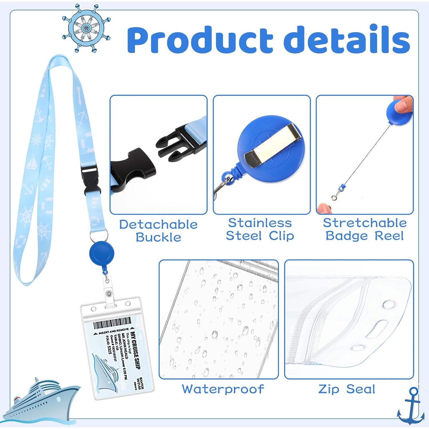 Conjunto Esenciales de Crucero Prudiut - 2 Lanyards, 4 Etiquetas, 2 Bolsas