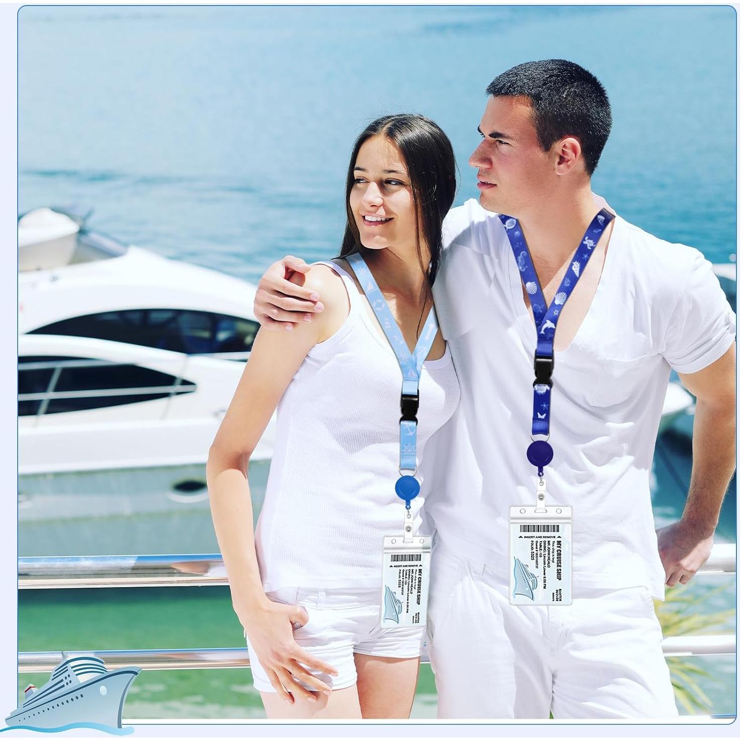 Conjunto Esenciales de Crucero Prudiut - 2 Lanyards, 4 Etiquetas, 2 Bolsas