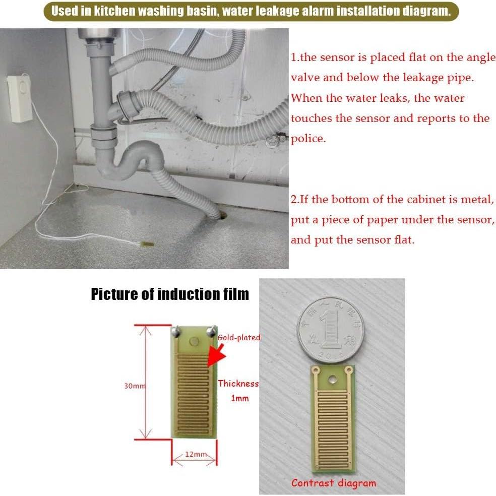 Ximimark Alarma de Fuga de Agua 2Pcs 120dB Detección Inundación
