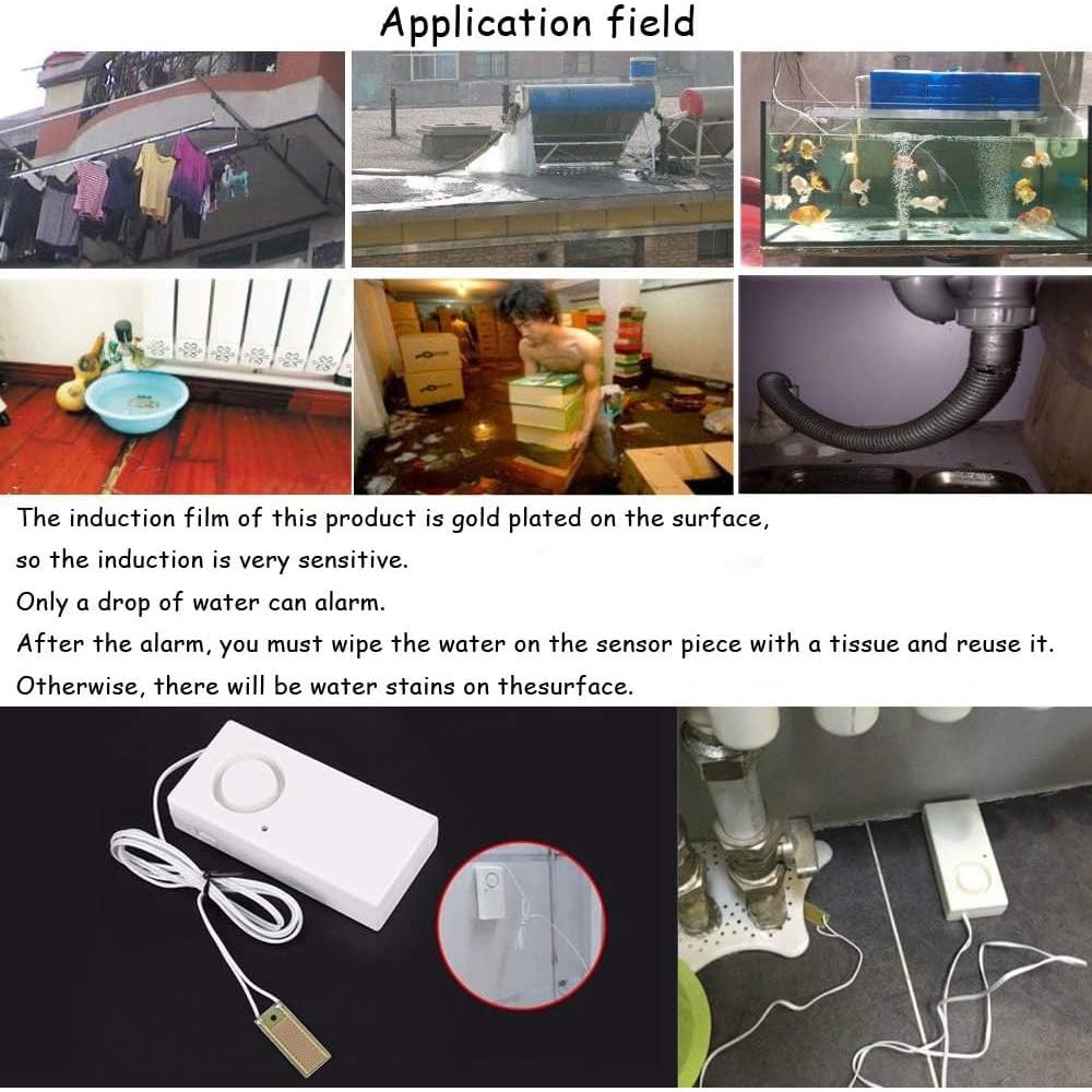 Ximimark Alarma de Fuga de Agua 2Pcs 120dB Detección Inundación