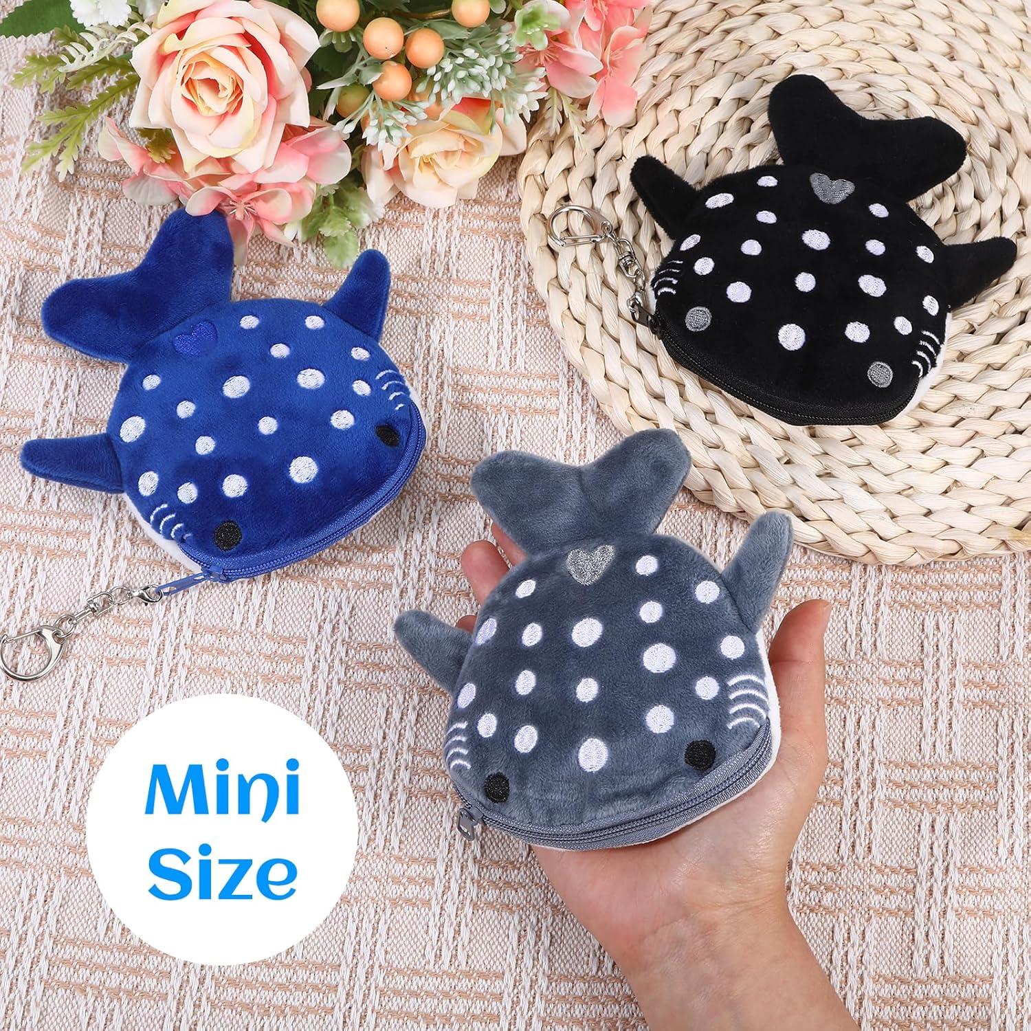Paquete de 3 Monederos de Peluche Kawaii Beibunhn - Tiburón