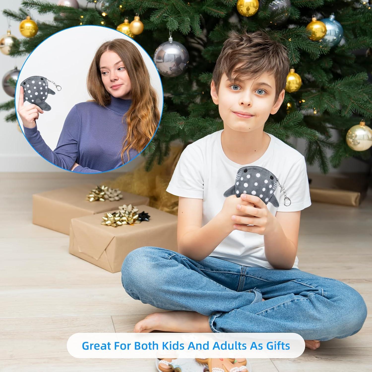 Paquete de 3 Monederos de Peluche Kawaii Beibunhn - Tiburón