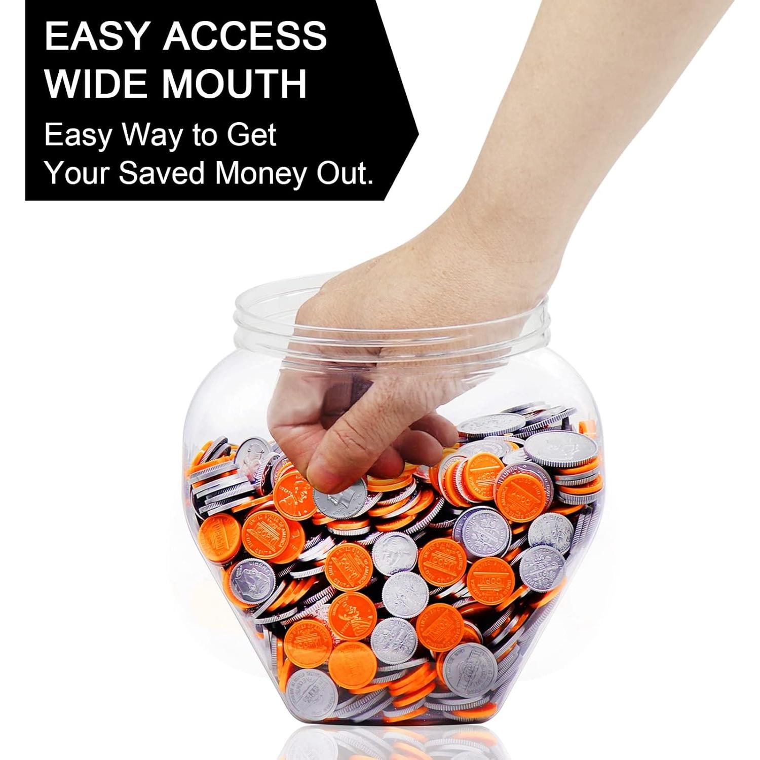 Tarro Grande para Monedas Mczxon de Plástico Claro 3.78L