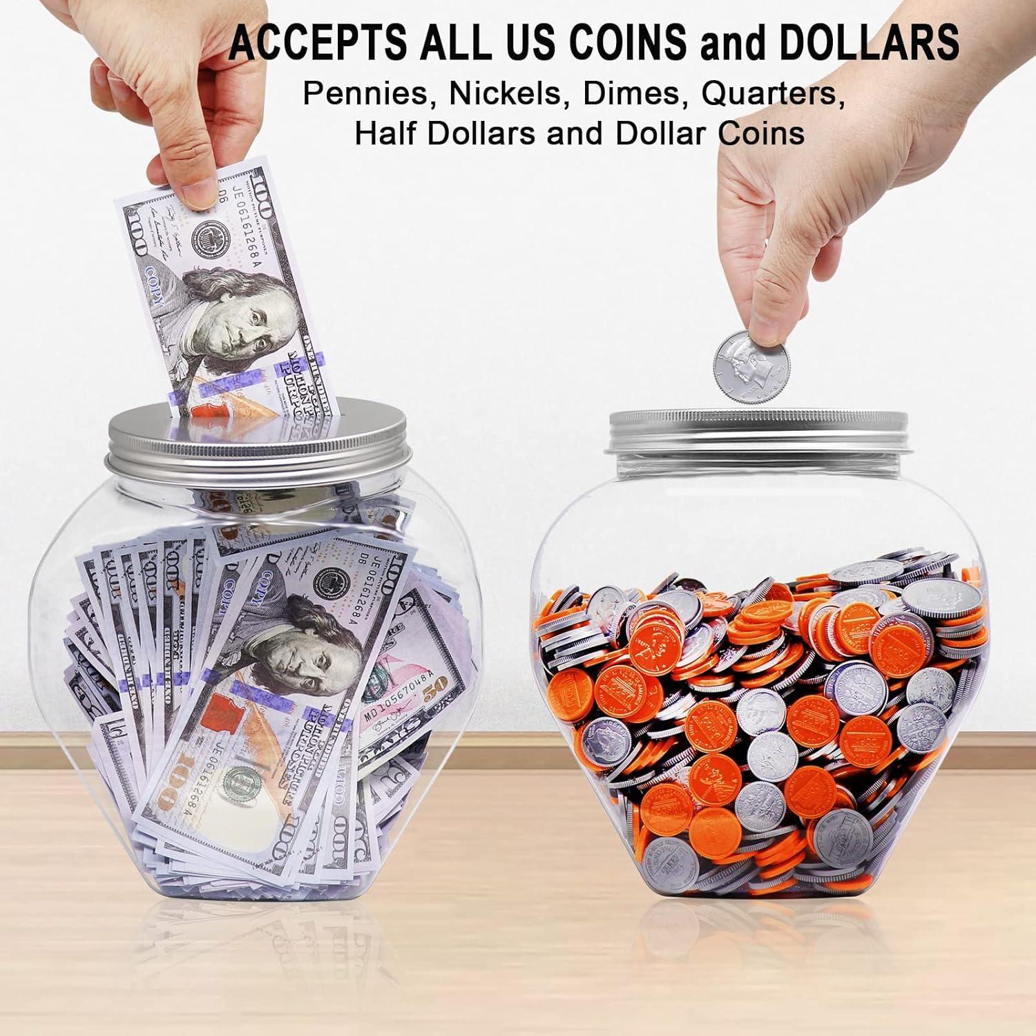 Tarro Grande para Monedas Mczxon de Plástico Claro 3.78L