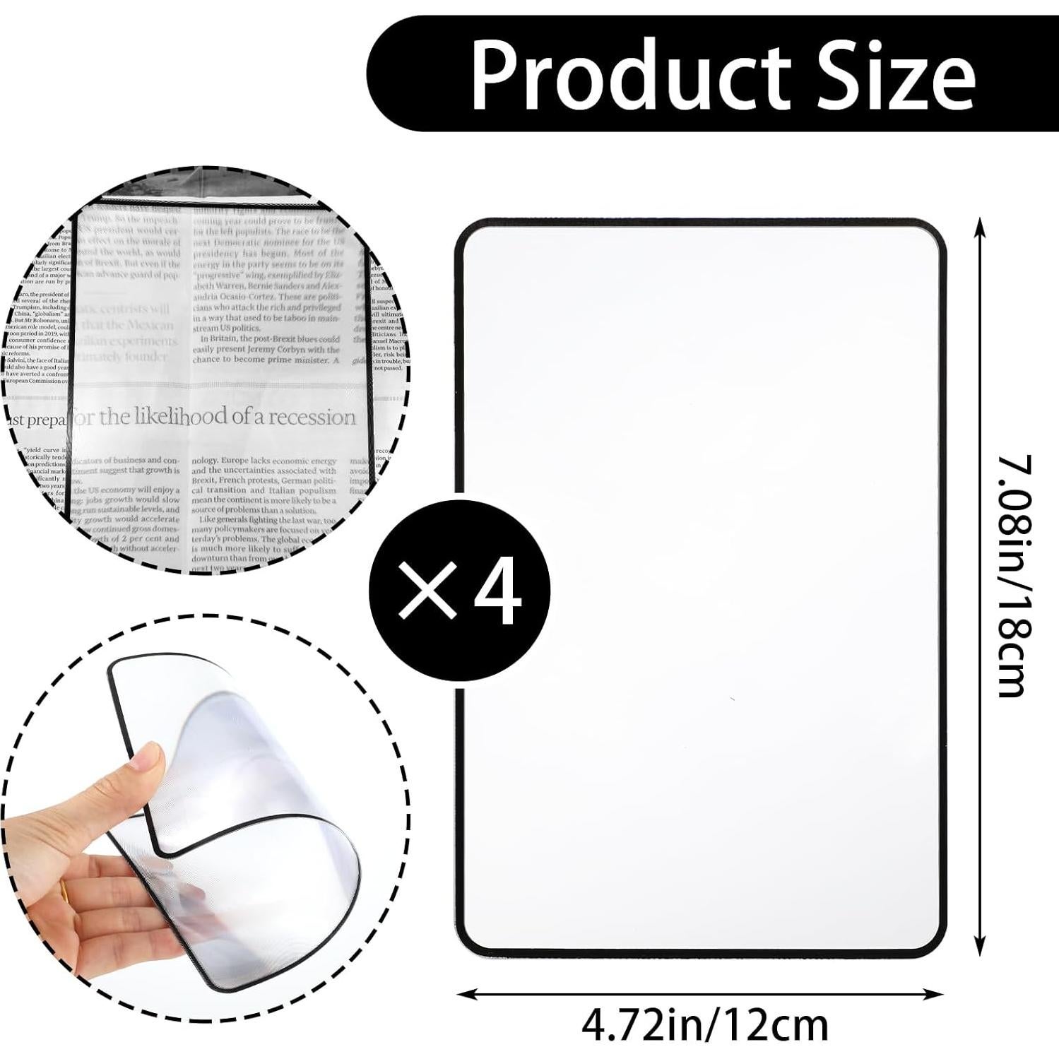 4 Lentes de Aumento 3X Dimeho para Lectura - Lupa Fresnel