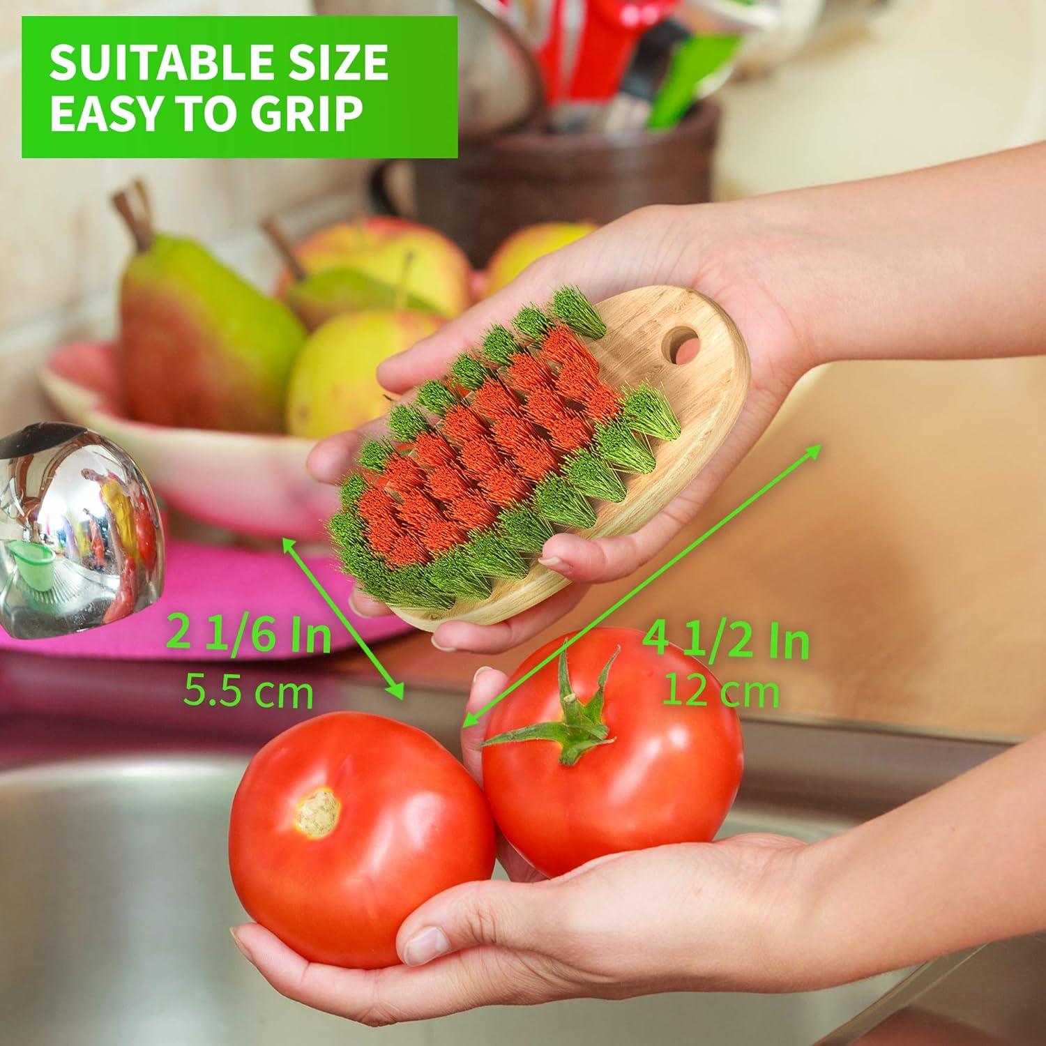 Cepillo Limpiador de Verduras KONEX - Mango de Madera, 11.4 cm