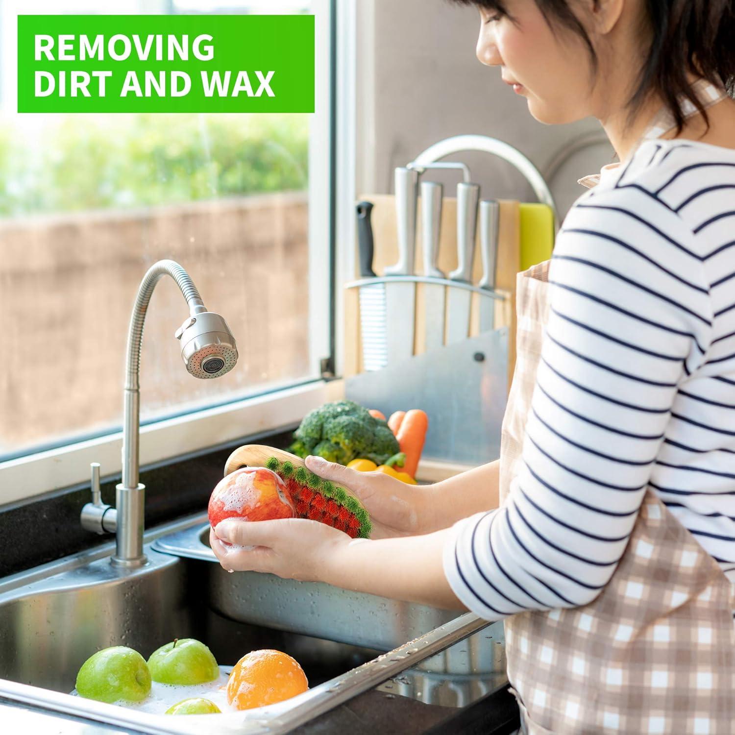 Cepillo Limpiador de Verduras KONEX - Mango de Madera, 11.4 cm