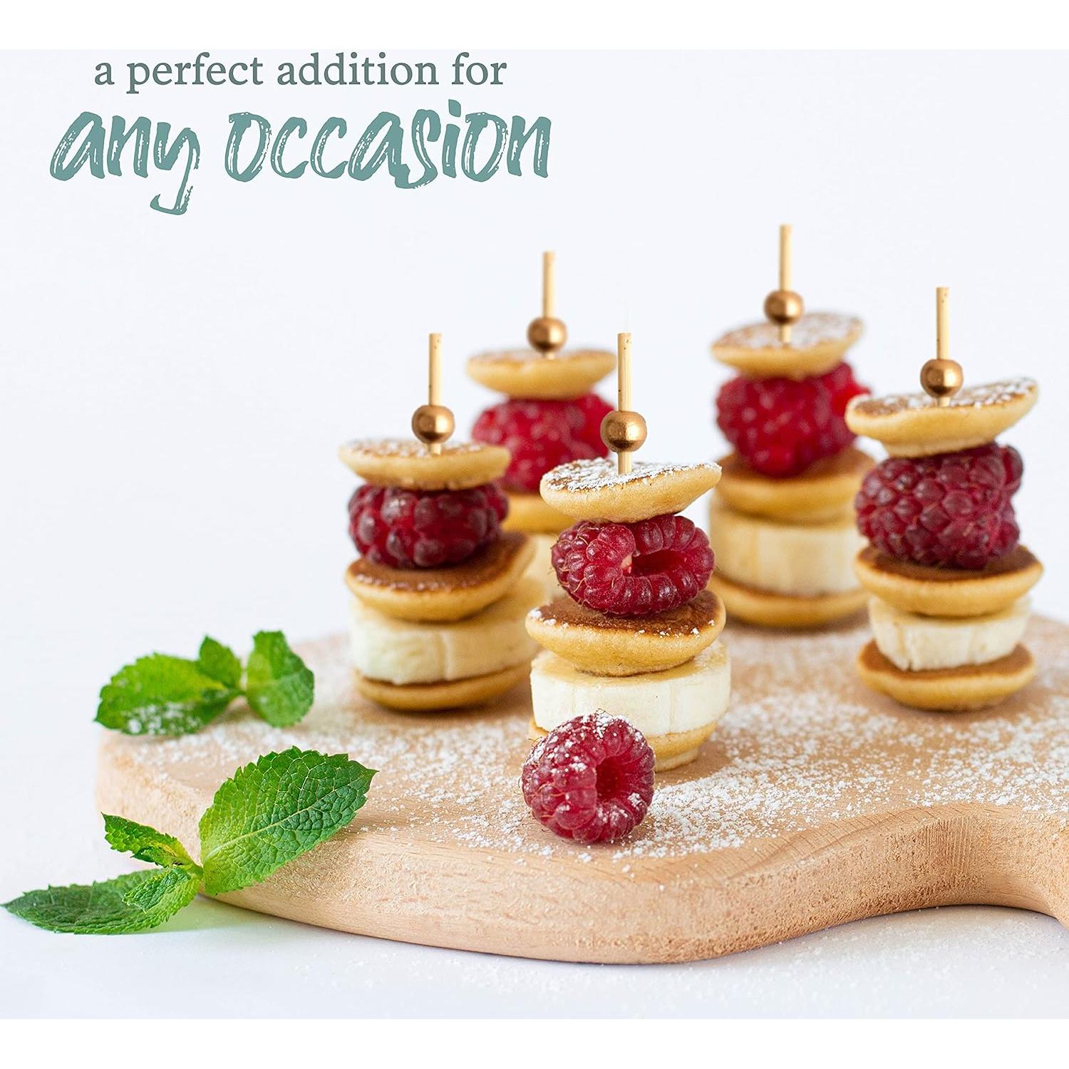 Palillos de cóctel de bambú con bola dorada - 400 unidades