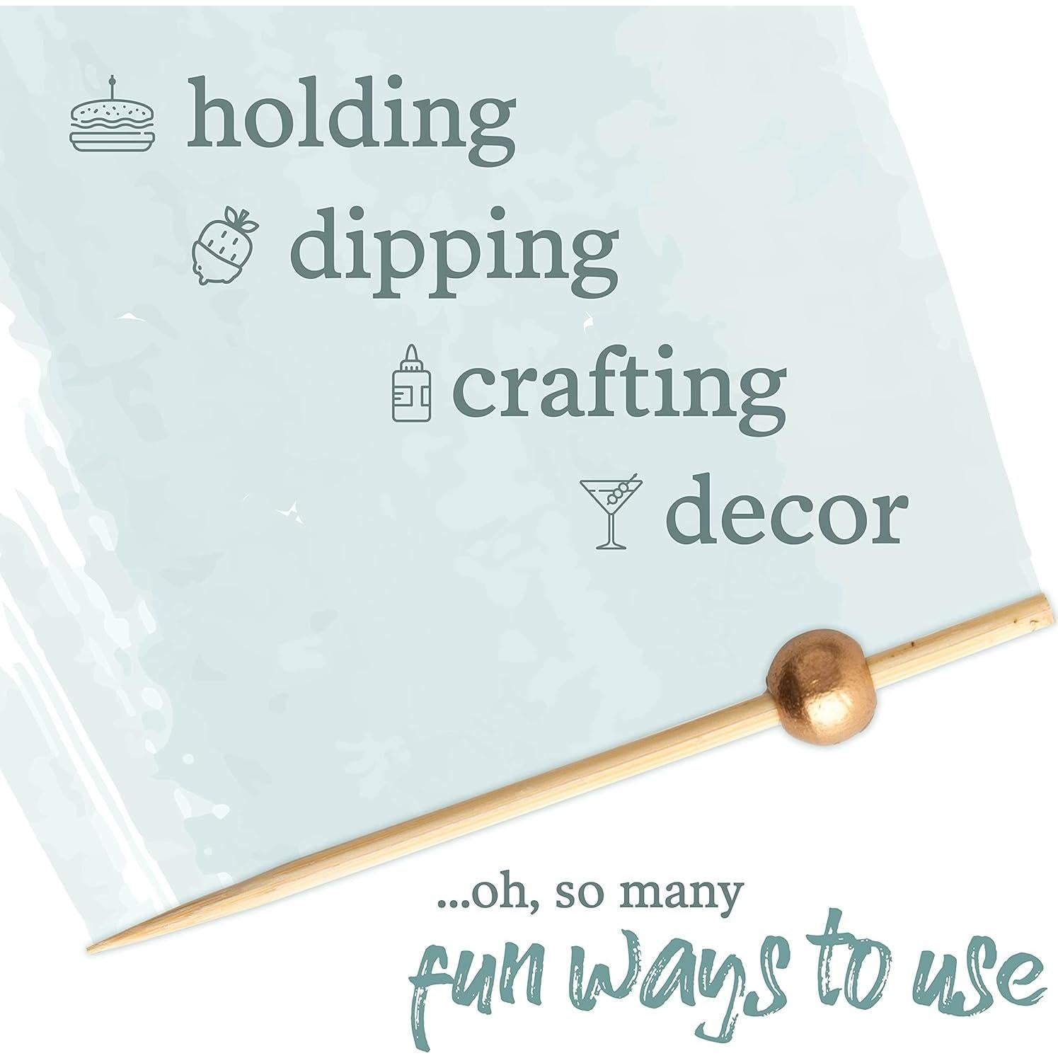 Palillos de cóctel de bambú con bola dorada - 400 unidades