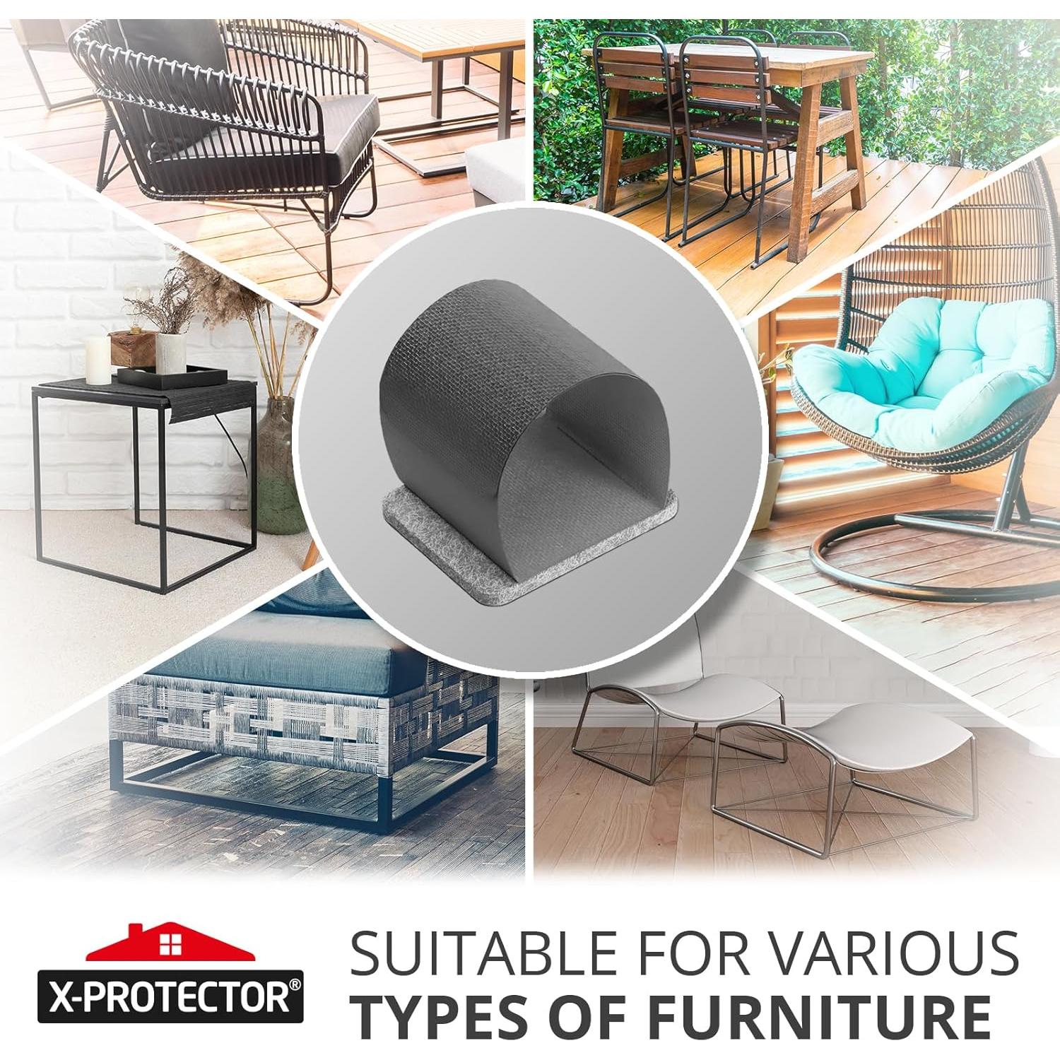 X-Protector 24 PCS Protectores de Piso para Sillas Tubulares Gris