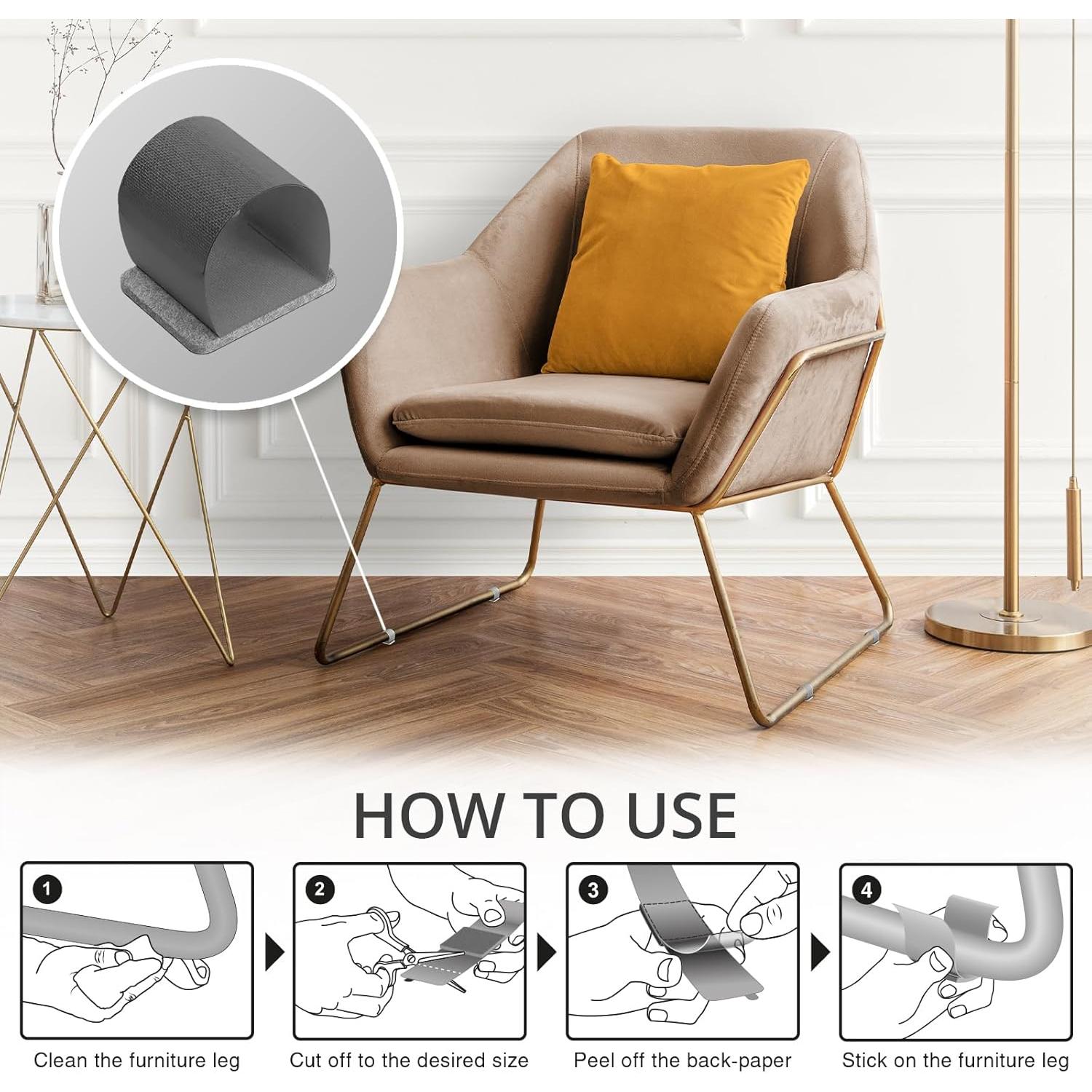 X-Protector 24 PCS Protectores de Piso para Sillas Tubulares Gris