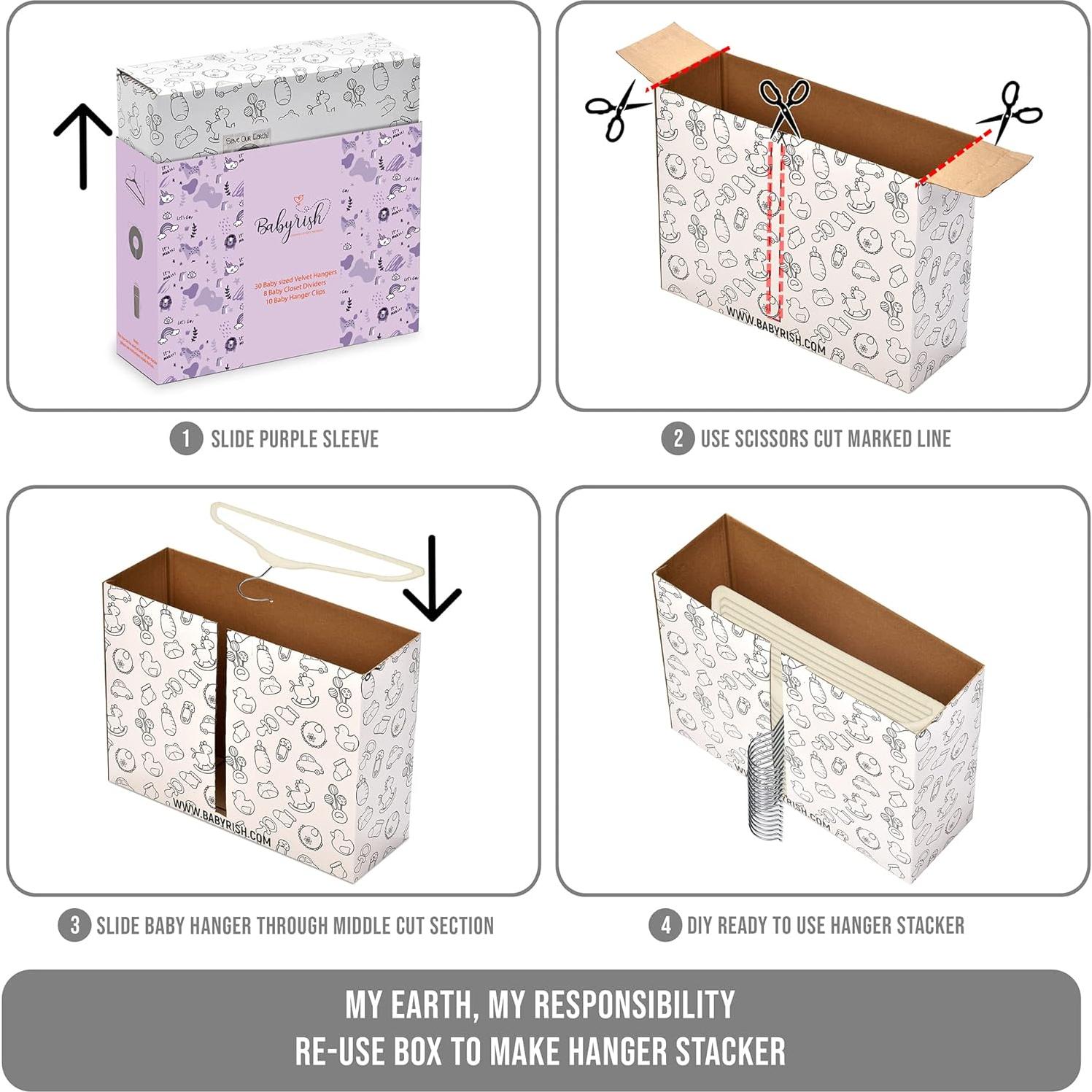 Conjunto Organizador de Armario BABYRISH - 30 Perchas Terciopelo